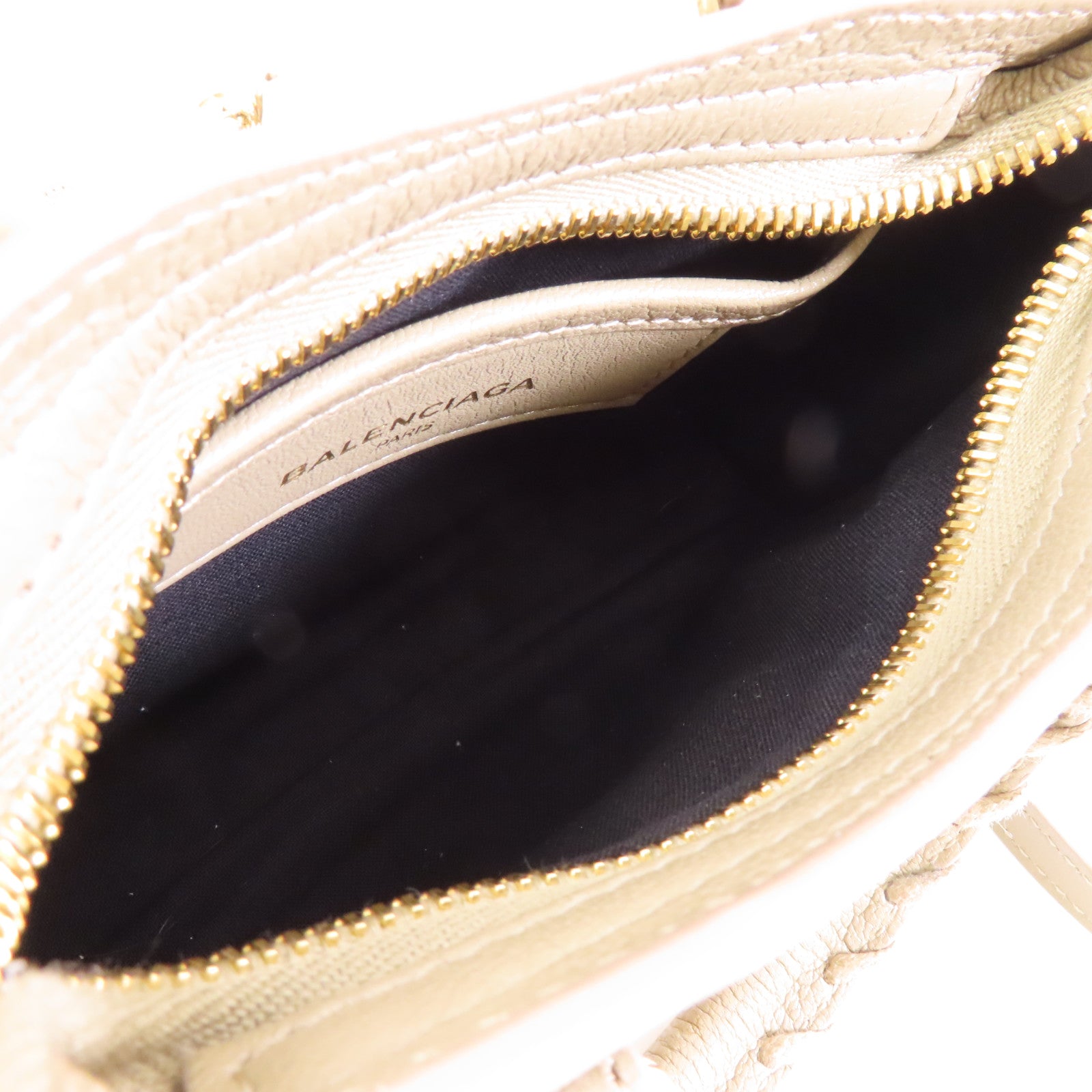 BALENCIAGA 牛皮皮革Nano City金扣手挽肩背兩用袋米色