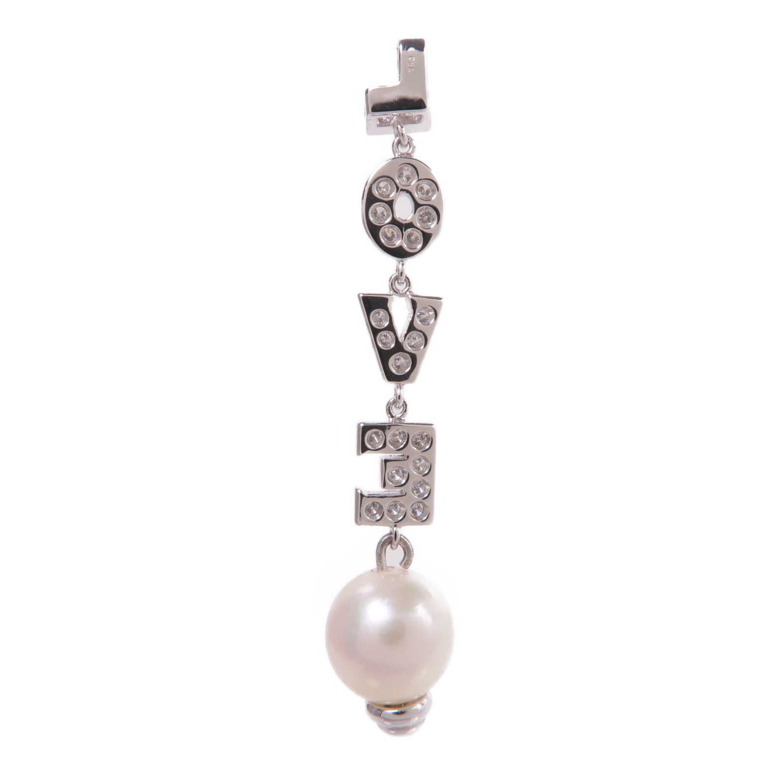 JEWELRY 18K白金Pearl Diamond Pendant Top珍珠/鑽石吊墜