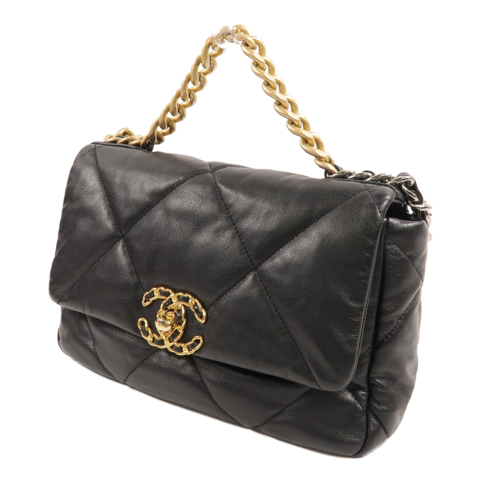 CHANEL 牛皮皮革C19 Small鏈帶手挽肩背兩用袋