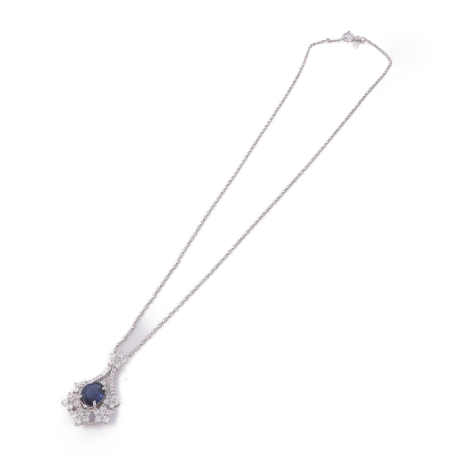 JEWELRY Sapphire Diamond Necklace 18K White Gold PT900 Platinum