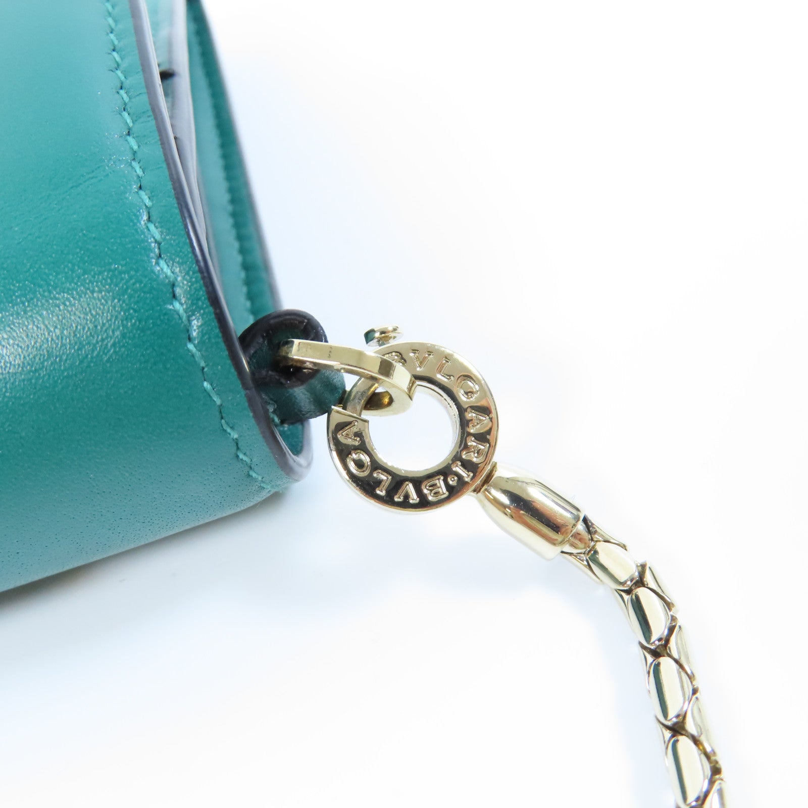 BVLGARI 【激減優惠】牛皮皮革Sperpenti Forever金扣鏈帶肩背袋綠色