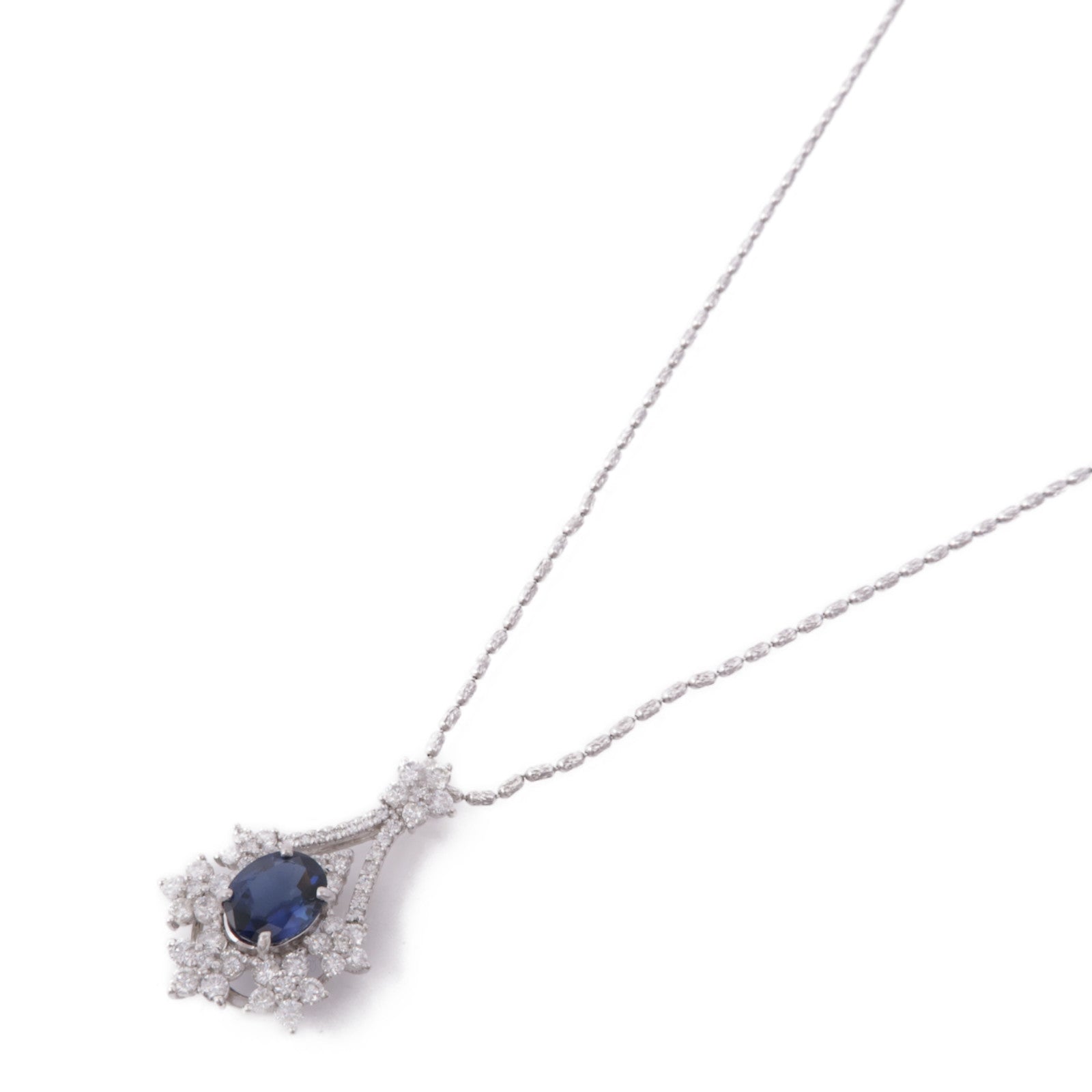 JEWELRY Sapphire Diamond Necklace 18K White Gold PT900 Platinum