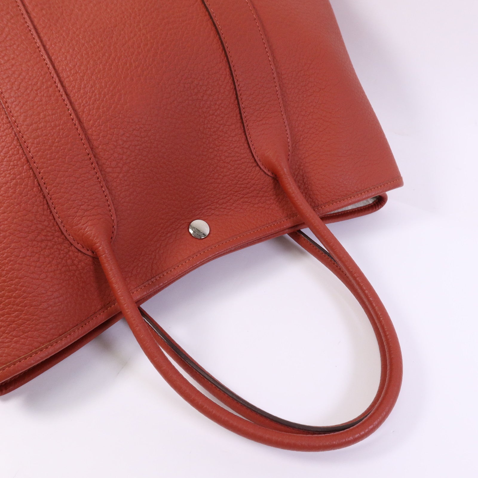 HERMES Negonda皮革Garden Party PM銀扣手挽袋sanguine