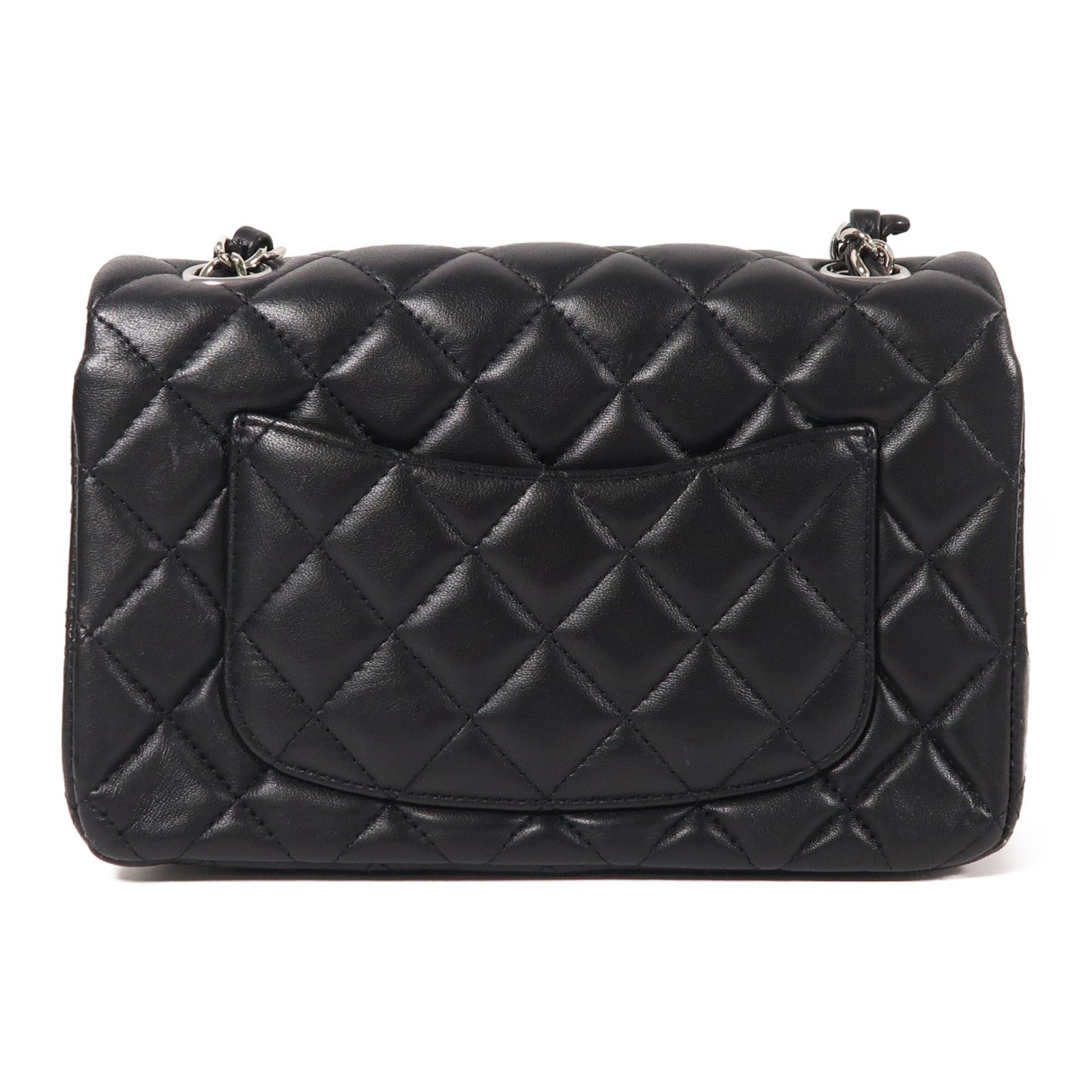 CHANEL 羊皮皮革Mini Classic 20銀扣鏈帶肩背袋