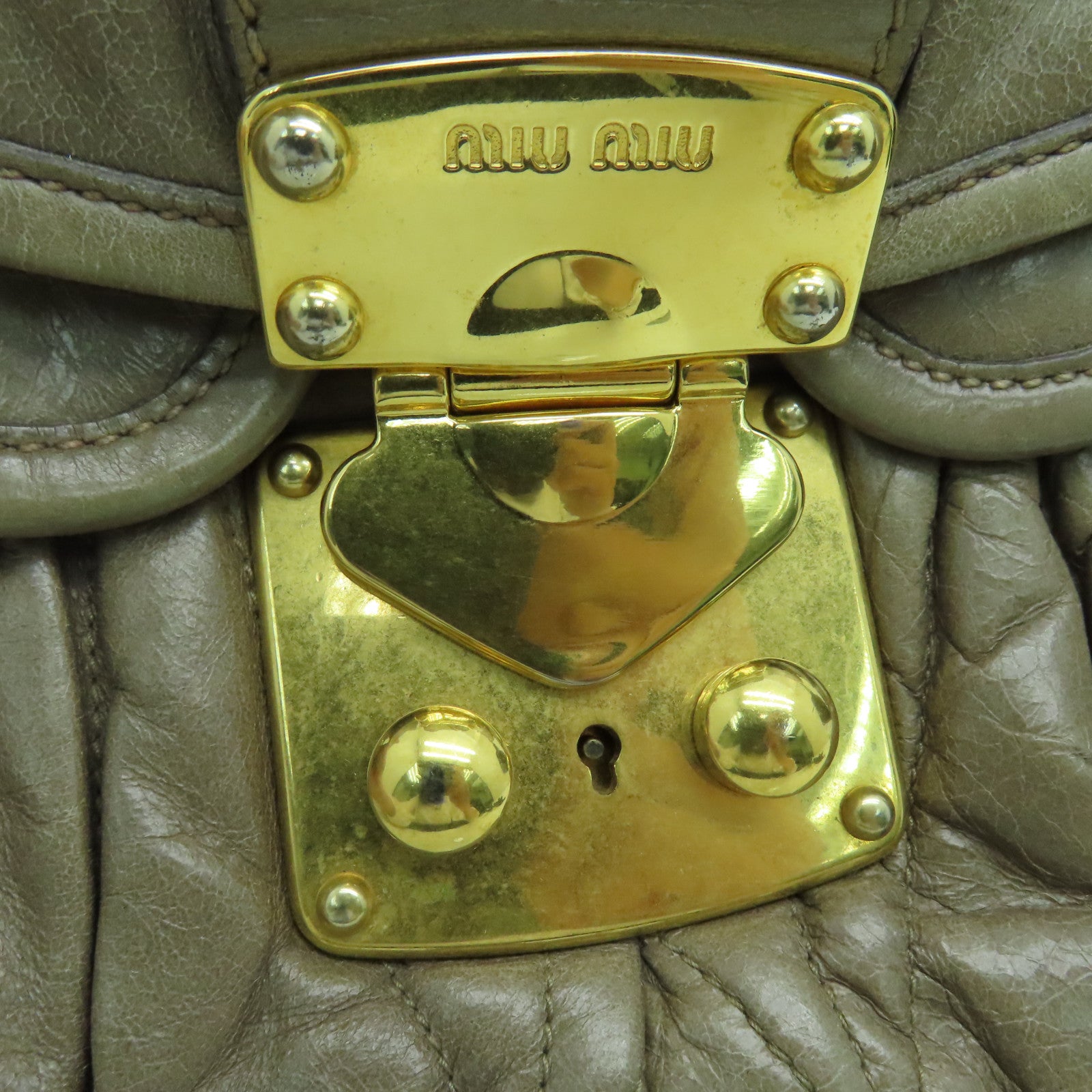 Miu Miu 牛皮皮革2way Shoulder Bag金扣手挽肩背两用袋啡色