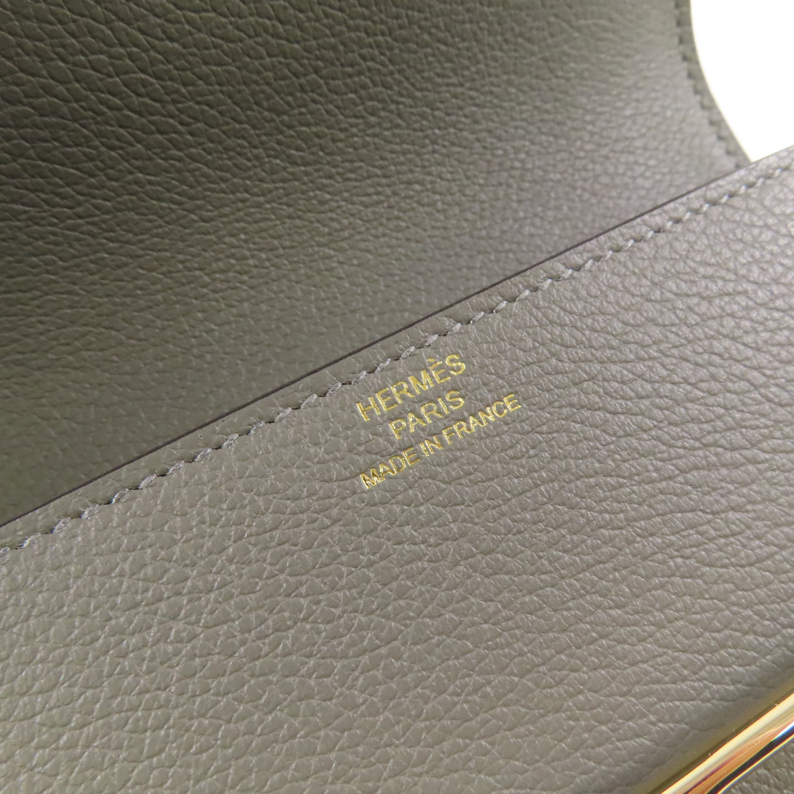 HERMES Evercolor皮革Roulis Slim金扣錢包Gris Meyer