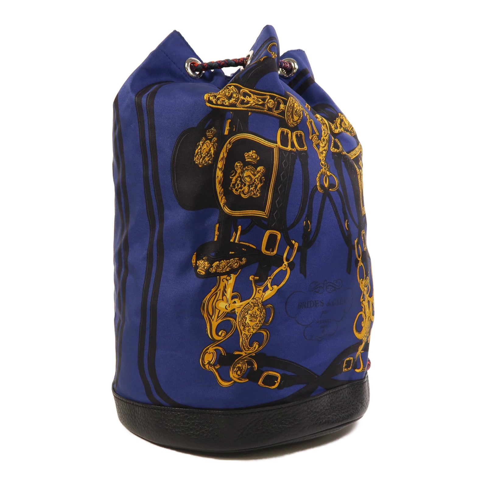 HERMES Togo皮革/絲質Soie Cool Backpack銀扣背包