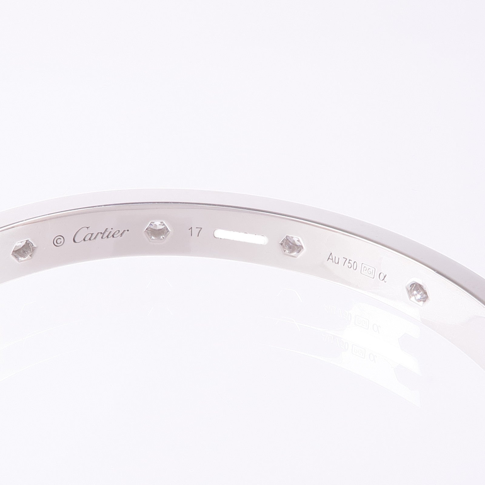 CARTIER 18K白金Love Bracelet Full Diamond鑽石手鐲Cartier#17