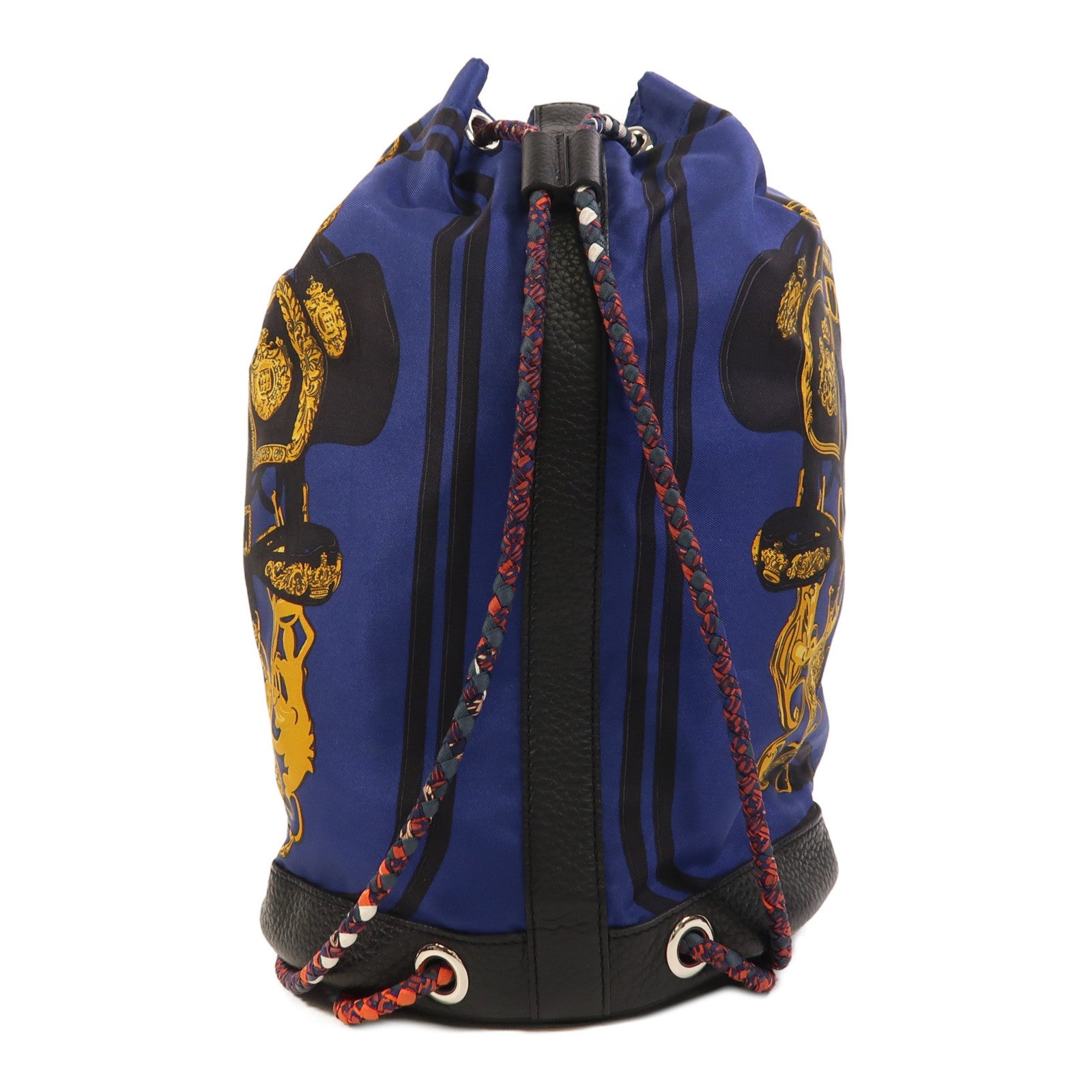 HERMES Togo皮革/絲質Soie Cool Backpack銀扣背包