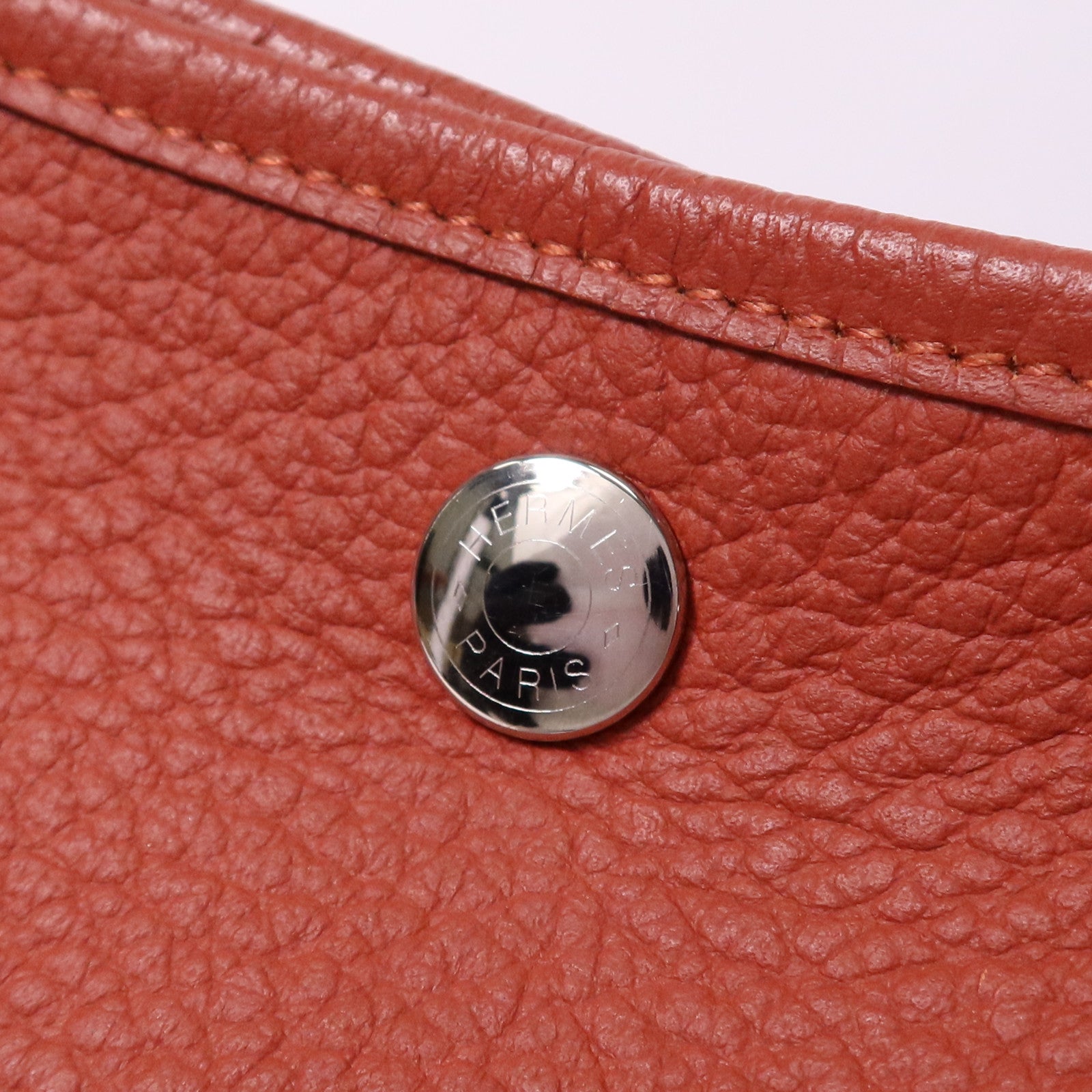 HERMES Negonda皮革Garden Party PM銀扣手挽袋sanguine