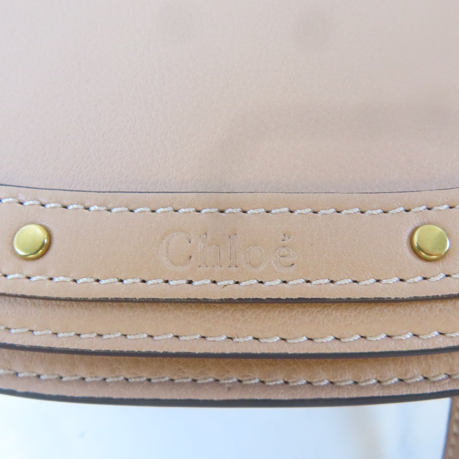 Chloe 牛皮皮革Nile Shoulder Bag金扣手挽肩背兩用袋淺褐色