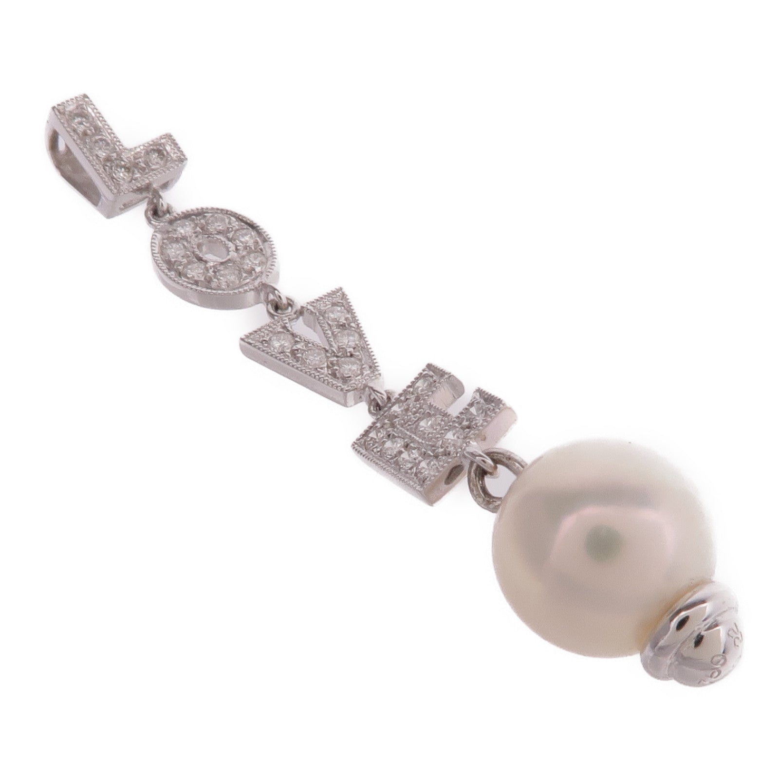 JEWELRY 18K白金Pearl Diamond Pendant Top珍珠/鑽石吊墜