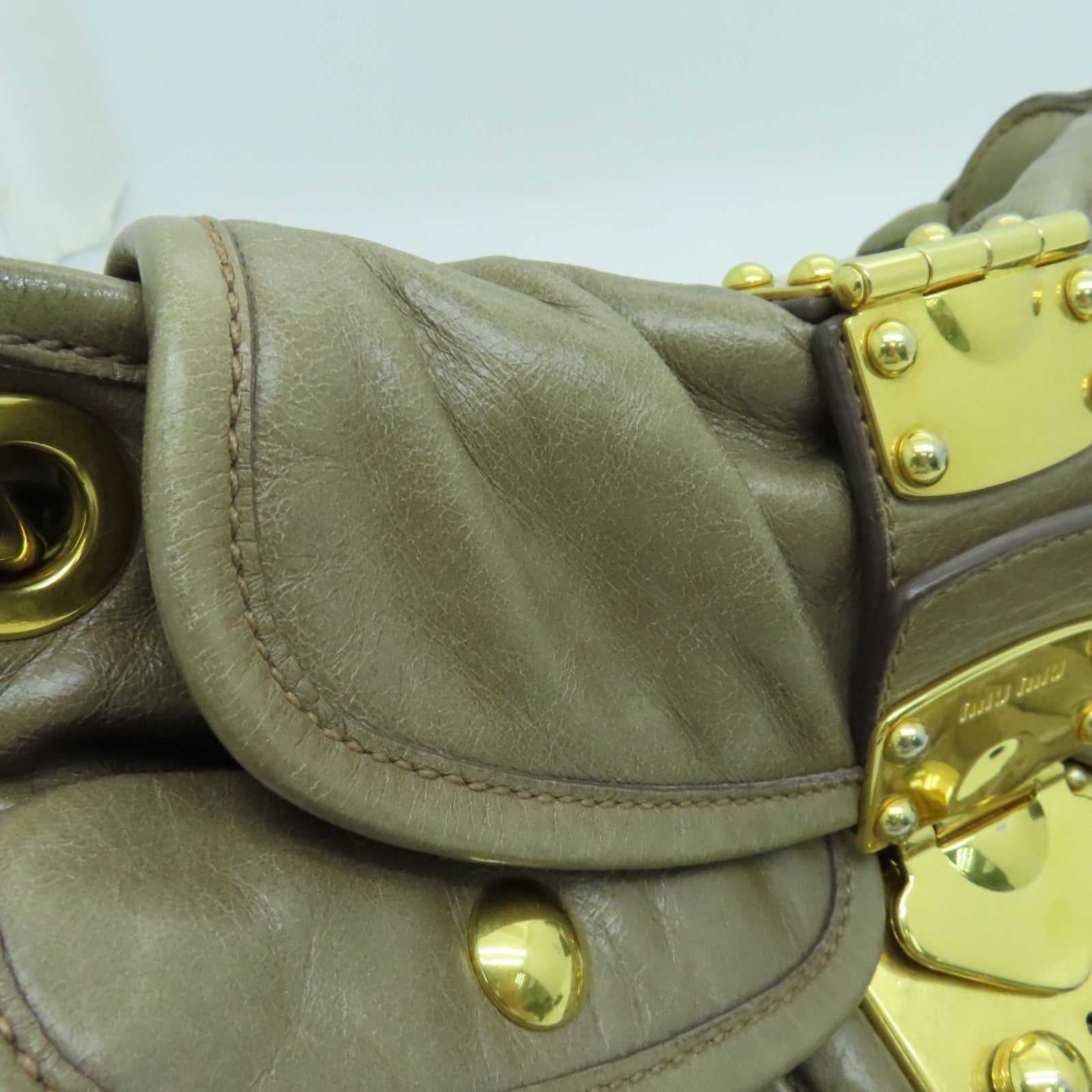 Miu Miu 牛皮皮革2way Shoulder Bag金扣手挽肩背两用袋啡色