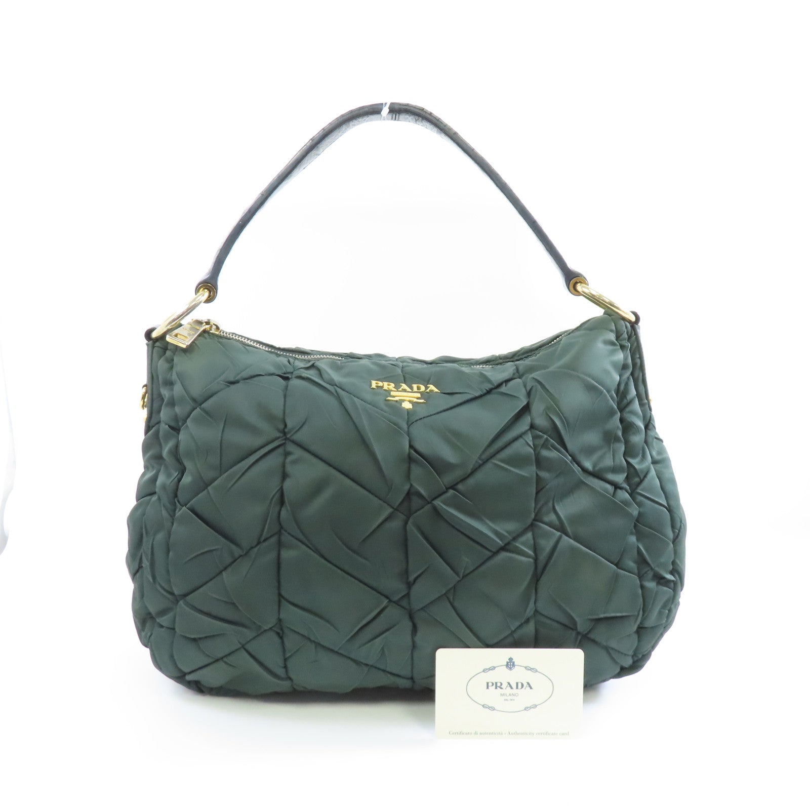PRADA 尼龍Shoulder Bag金扣肩背袋綠色