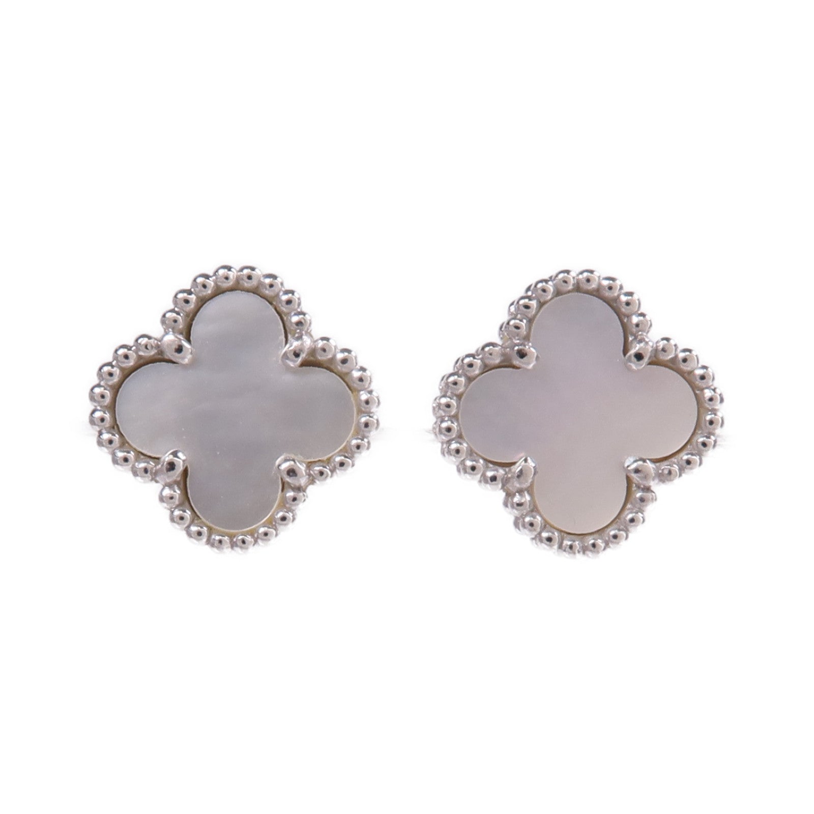Van Cleef & Arpels 18K白金Sweet Alhambra Earstuds珍珠母貝耳環