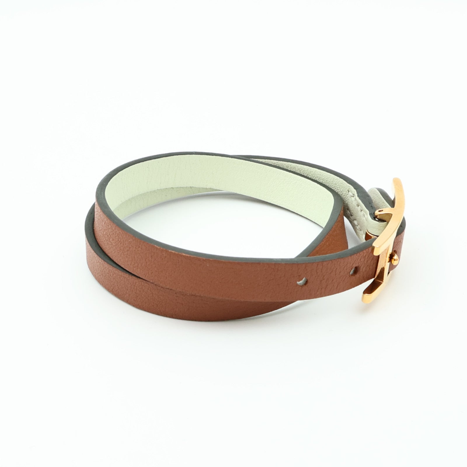 HERMES 【激減優惠】Swift皮革Behapi Double Tour Bracelet金扣手鏈