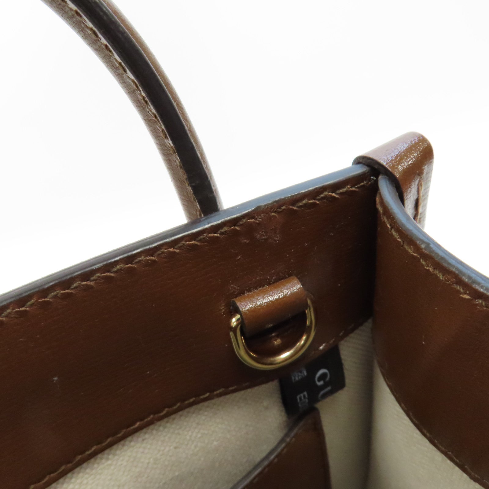 GUCCI 【激減優惠】塗層帆布Mini Tote金扣手挽肩背兩用袋啡色