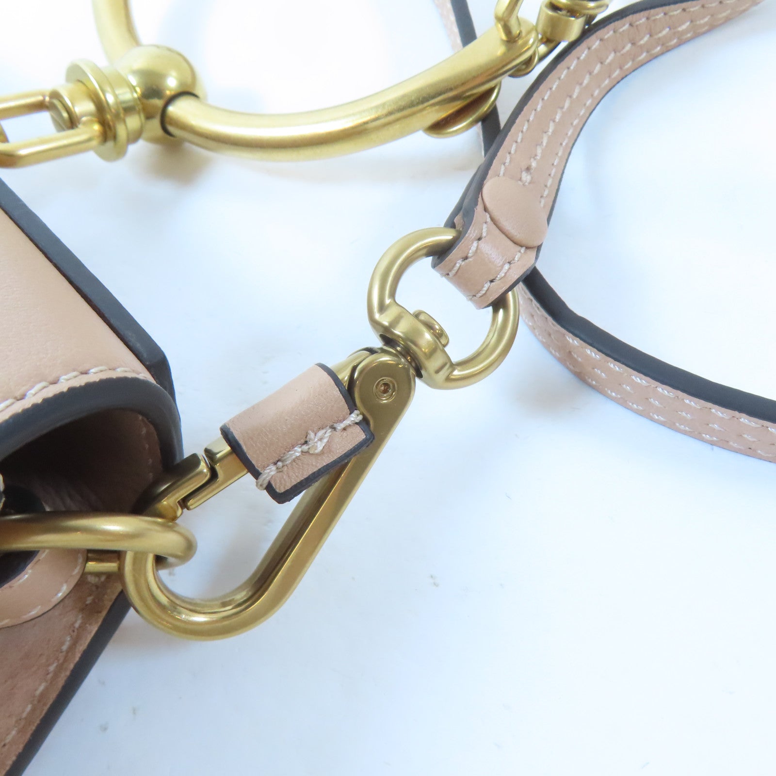 Chloe 牛皮皮革Nile Shoulder Bag金扣手挽肩背兩用袋淺褐色