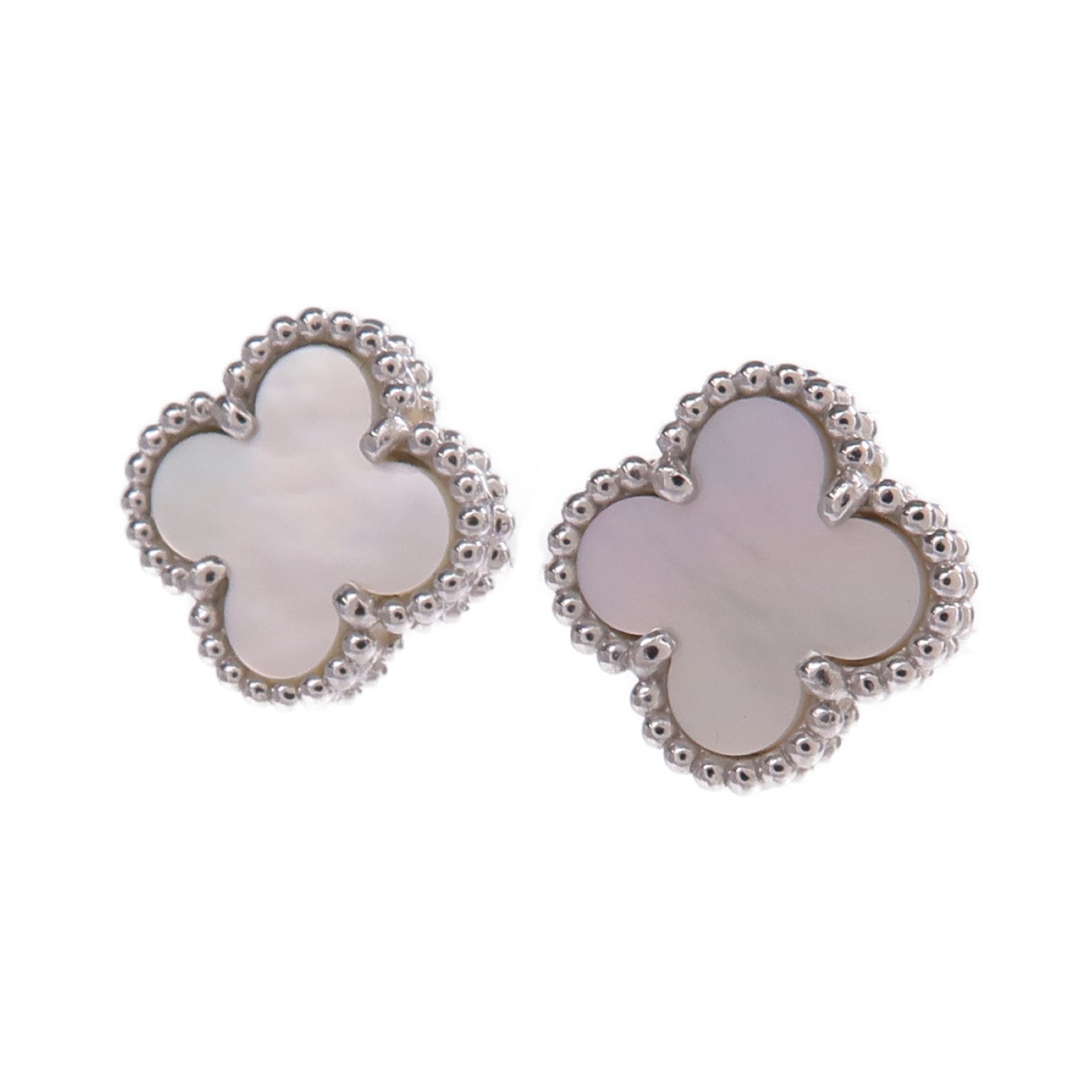 Van Cleef & Arpels 18K白金Sweet Alhambra Earstuds珍珠母貝耳環