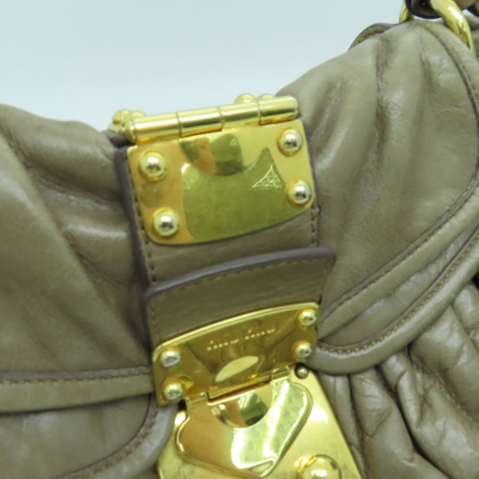 Miu Miu 牛皮皮革2way Shoulder Bag金扣手挽肩背两用袋啡色