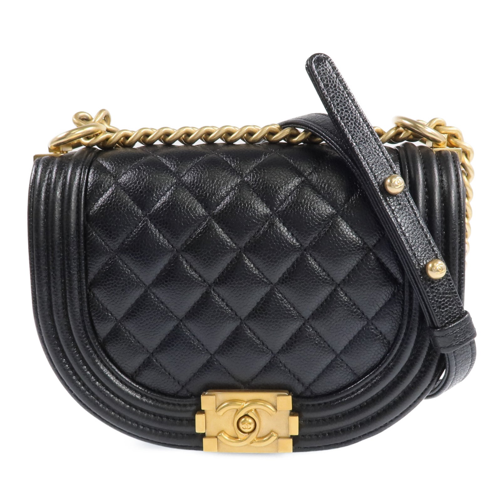 CHANEL 牛皮皮革Boy Chanel金扣鏈帶肩背袋