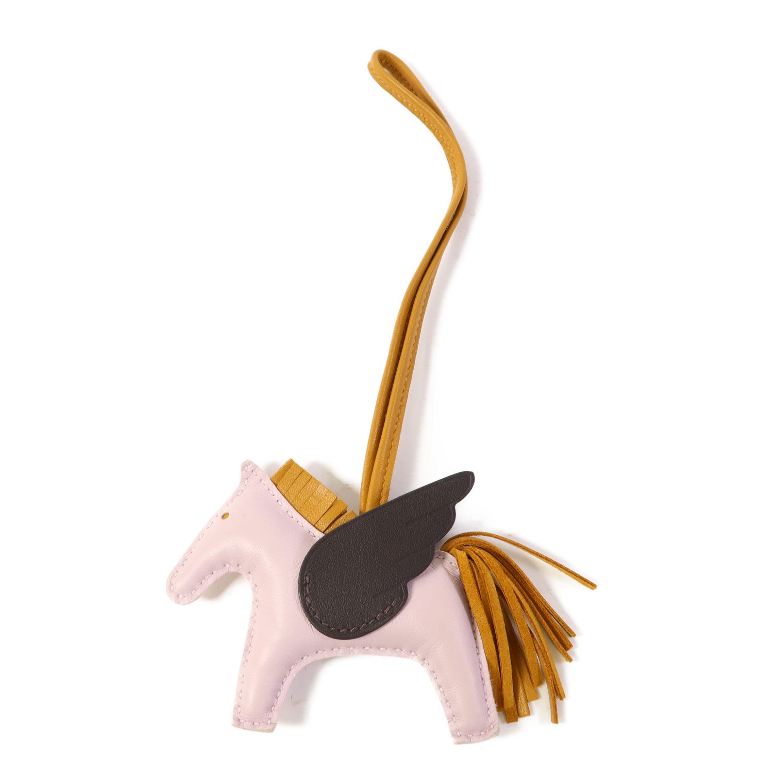 HERMES Milo皮革Rodeo Pegase PM掛飾Mauve Pale