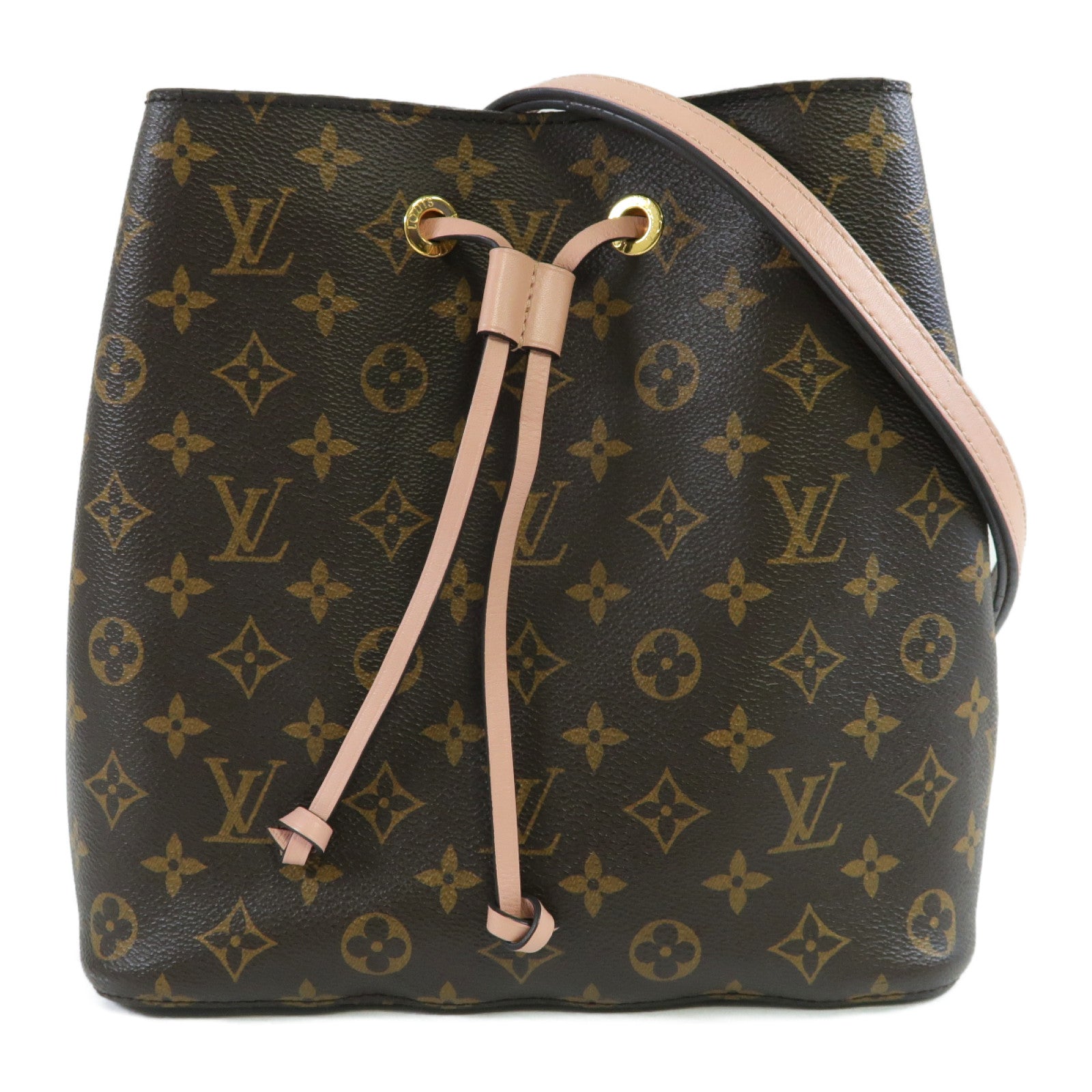 LOUIS VUITTON 【激減優惠】Monogram NeoNoe MM金扣肩背袋啡色/粉紅色