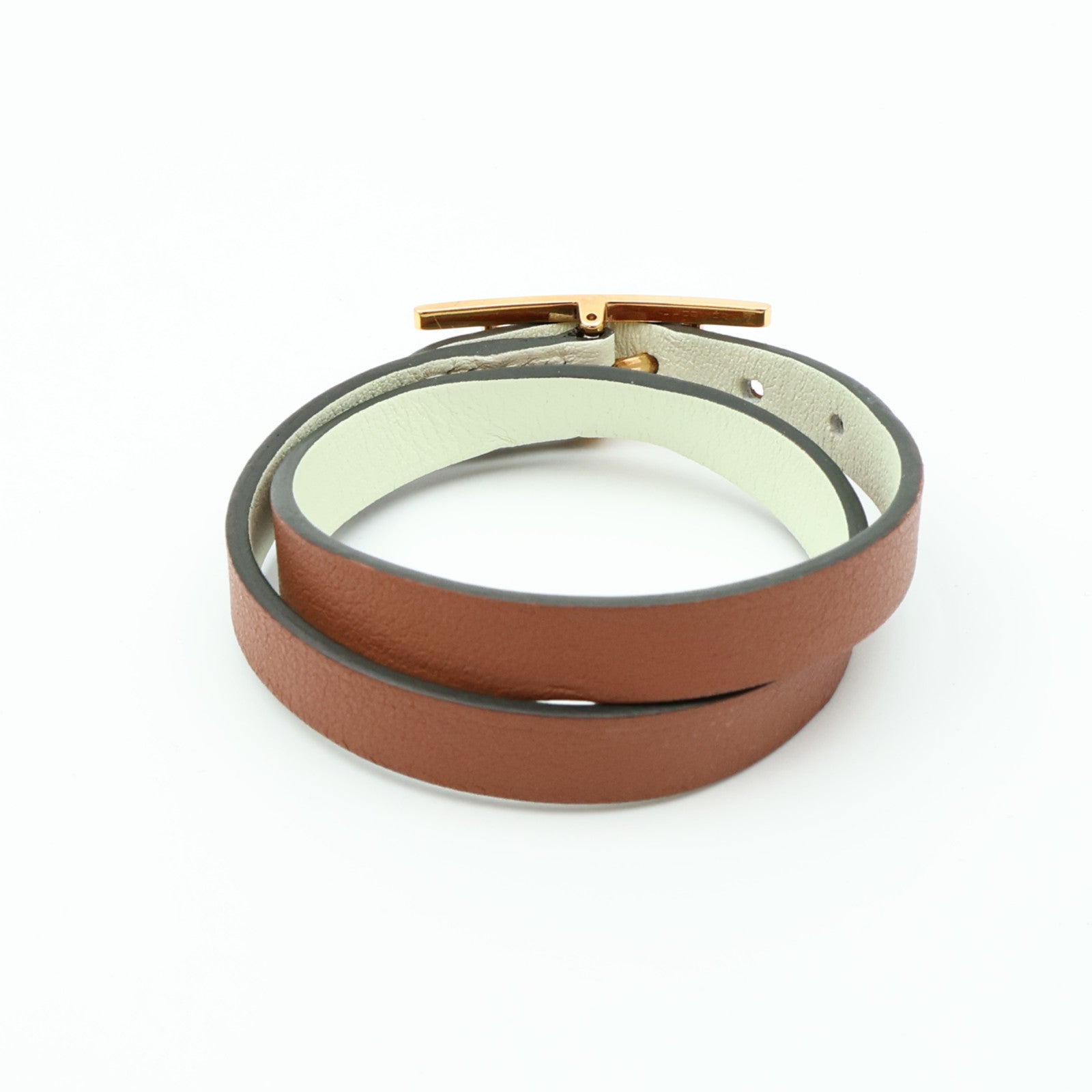 HERMES 【激減優惠】Swift皮革Behapi Double Tour Bracelet金扣手鏈