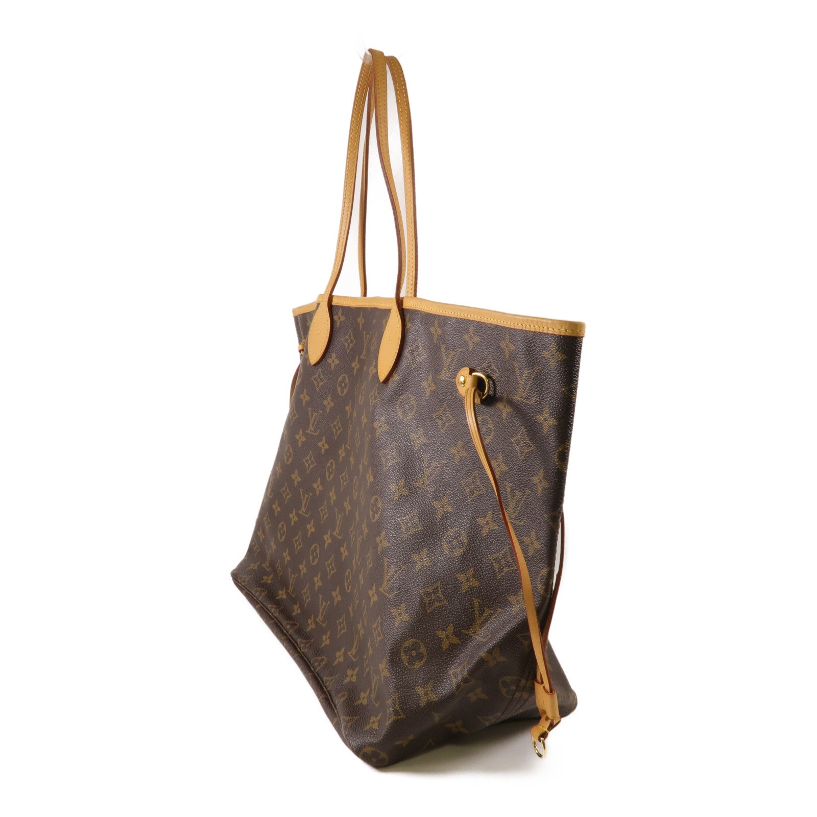 LOUIS VUITTON Monogram Neverfull GM金扣手挽袋棕色