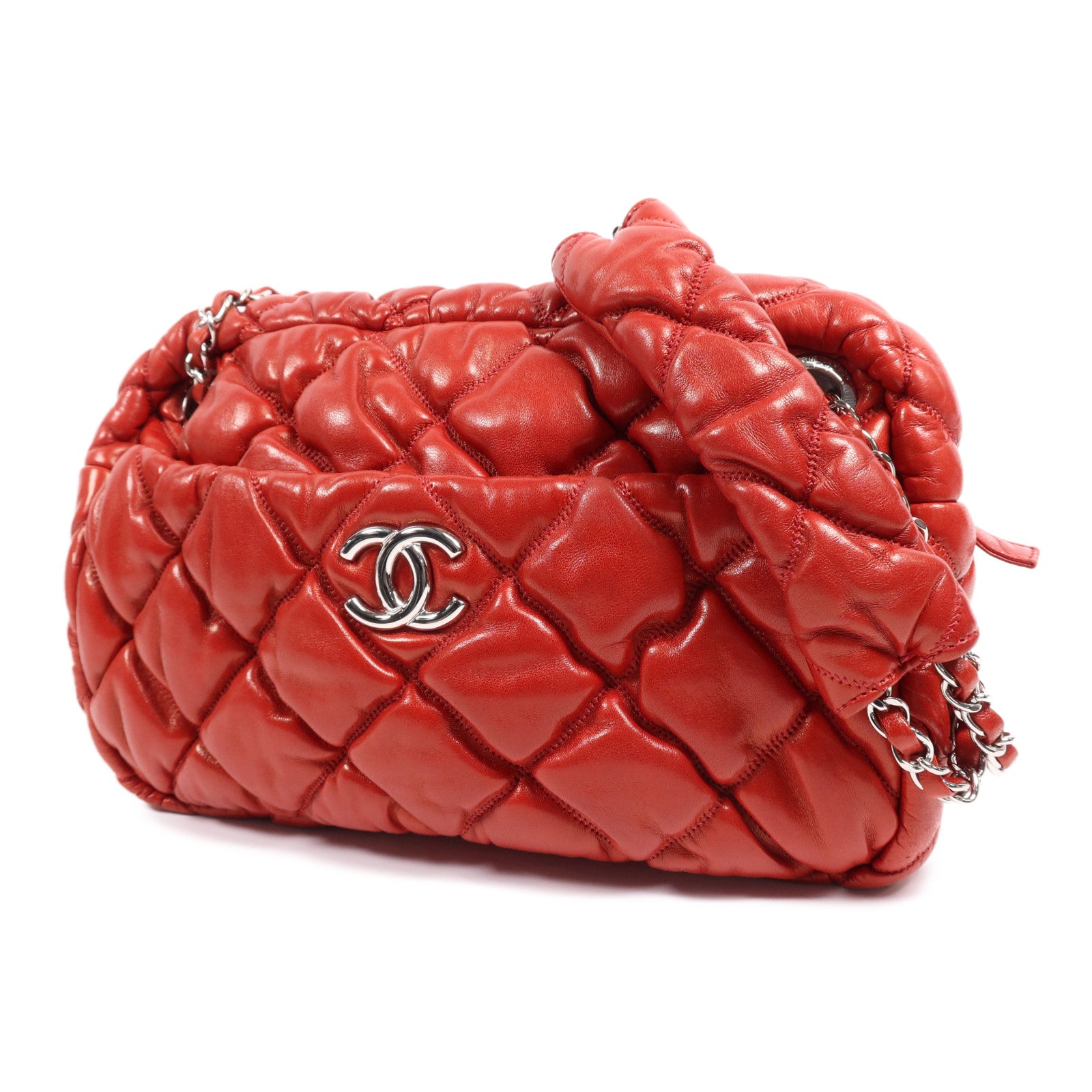 CHANEL 牛皮皮革Chain Shoulder Bag銀扣鏈帶肩背袋
