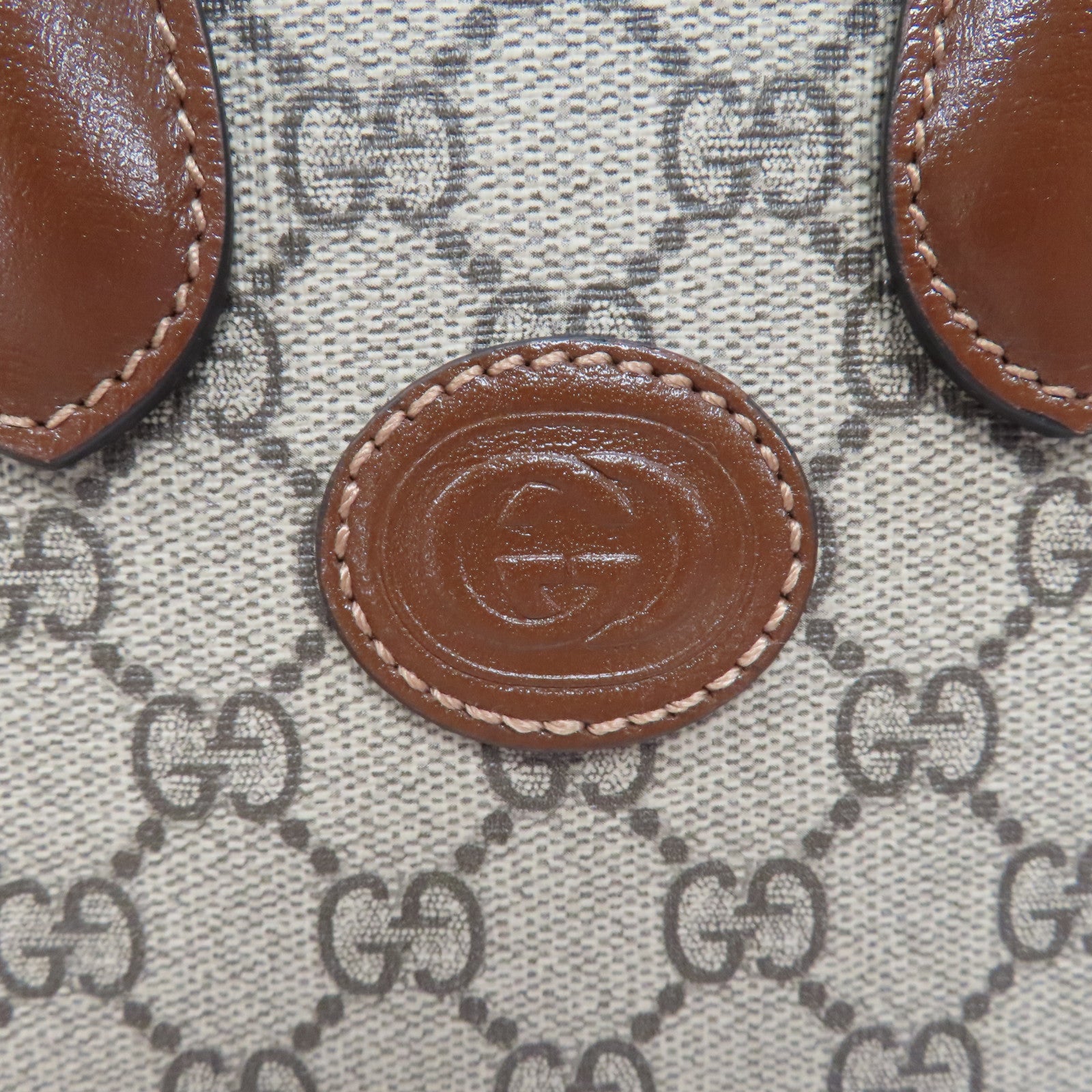 GUCCI 【激減優惠】塗層帆布Mini Tote金扣手挽肩背兩用袋啡色