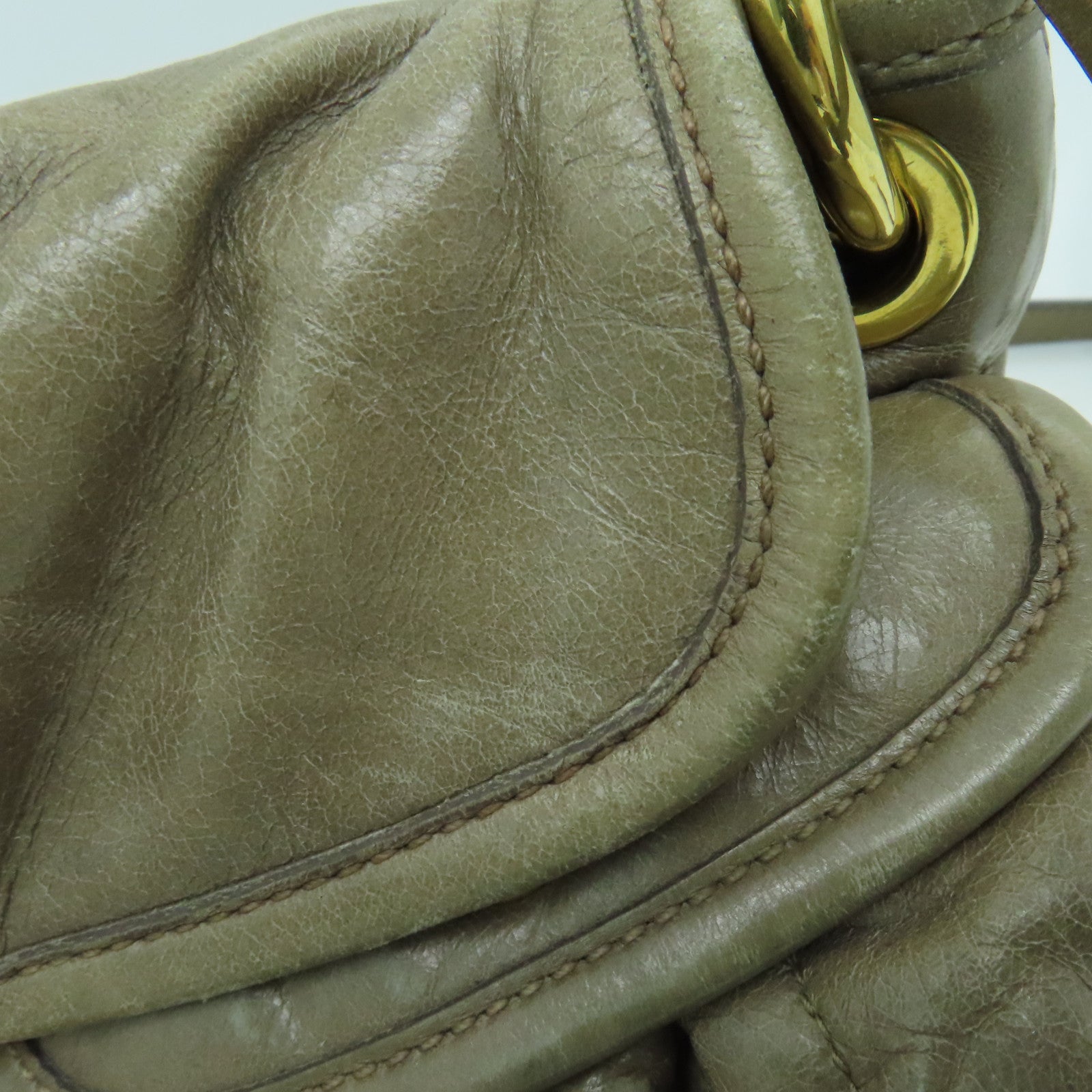 Miu Miu 牛皮皮革2way Shoulder Bag金扣手挽肩背两用袋啡色