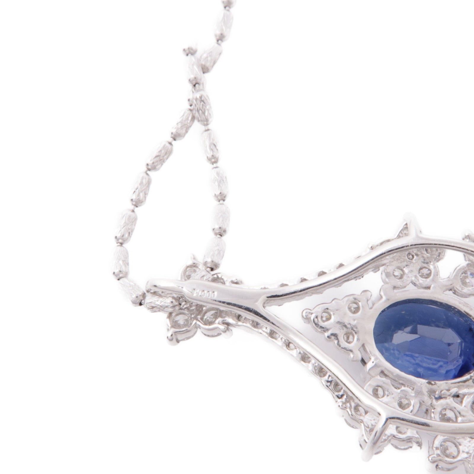 JEWELRY Sapphire Diamond Necklace 18K White Gold PT900 Platinum