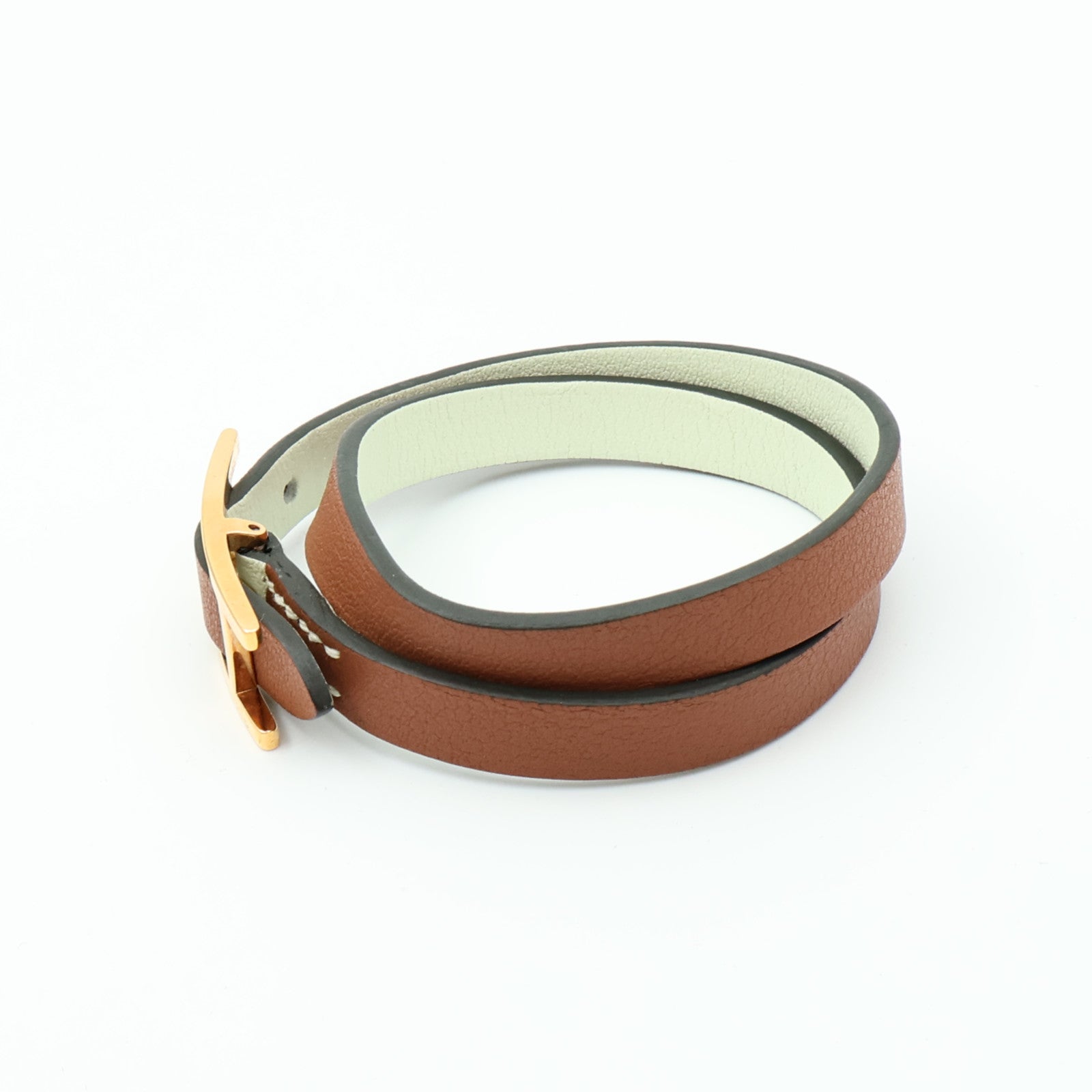 HERMES 【激減優惠】Swift皮革Behapi Double Tour Bracelet金扣手鏈