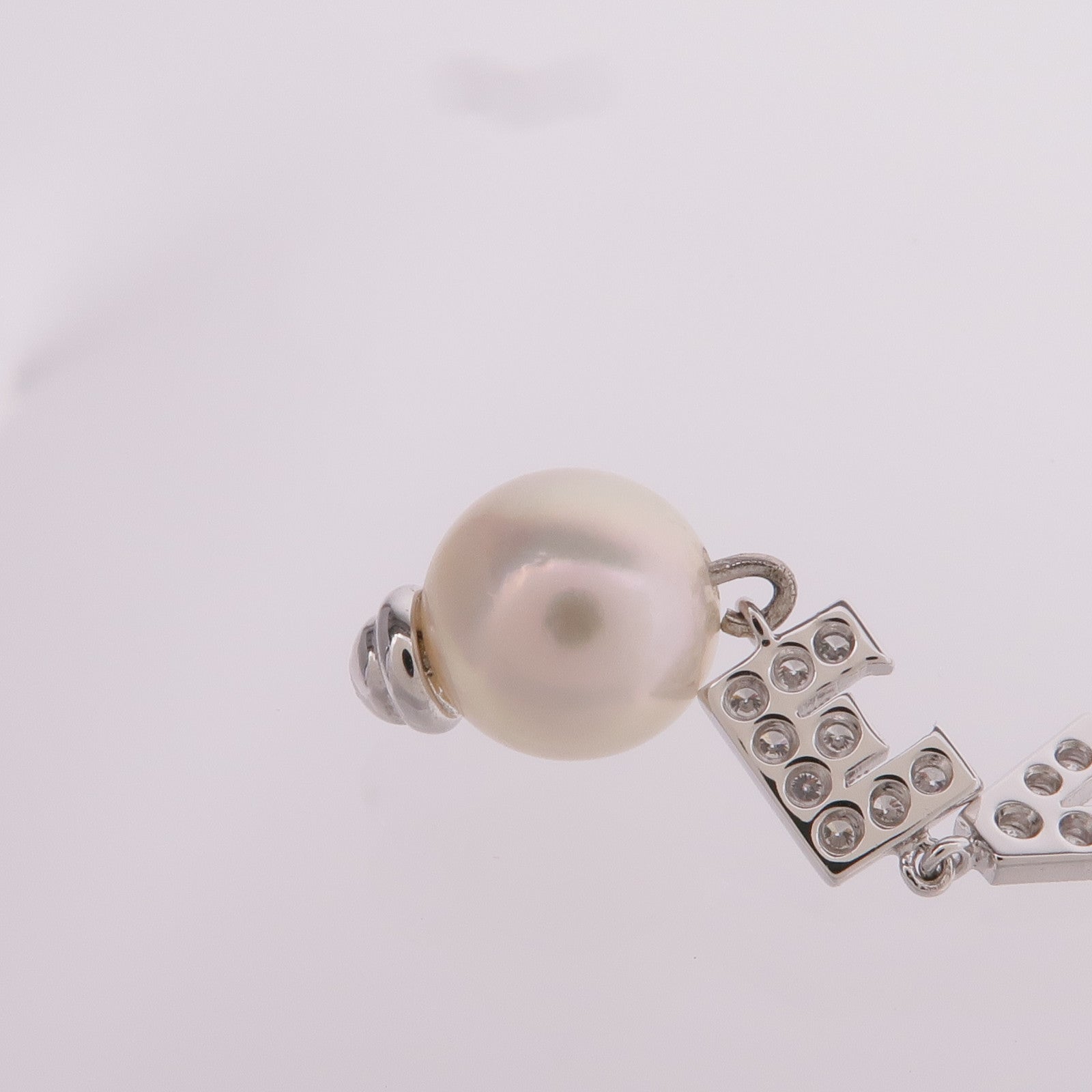JEWELRY 18K白金Pearl Diamond Pendant Top珍珠/鑽石吊墜