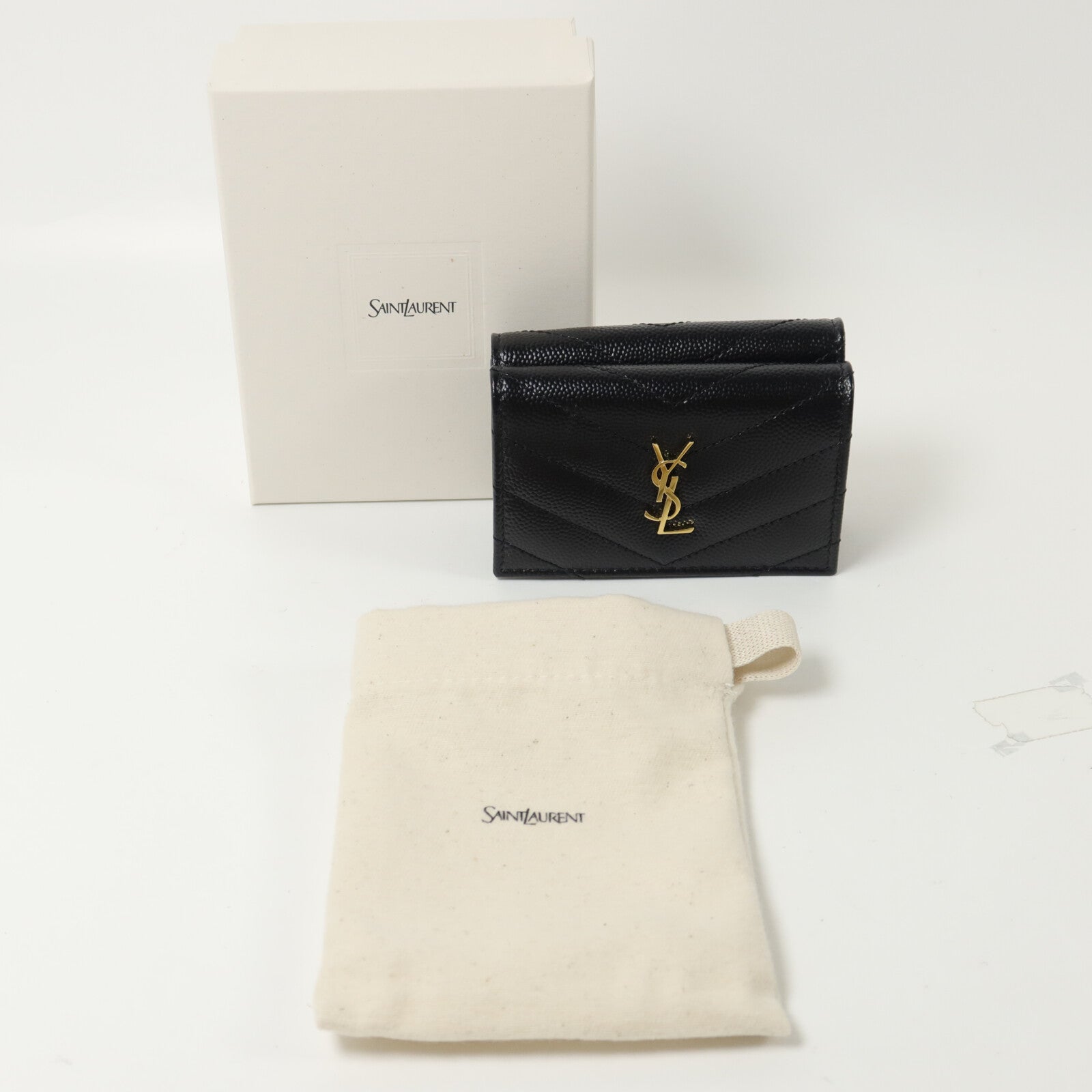 SAINT LAURENT 牛皮皮革Cassandre Matelasse Origami Tiny Wallet錢包