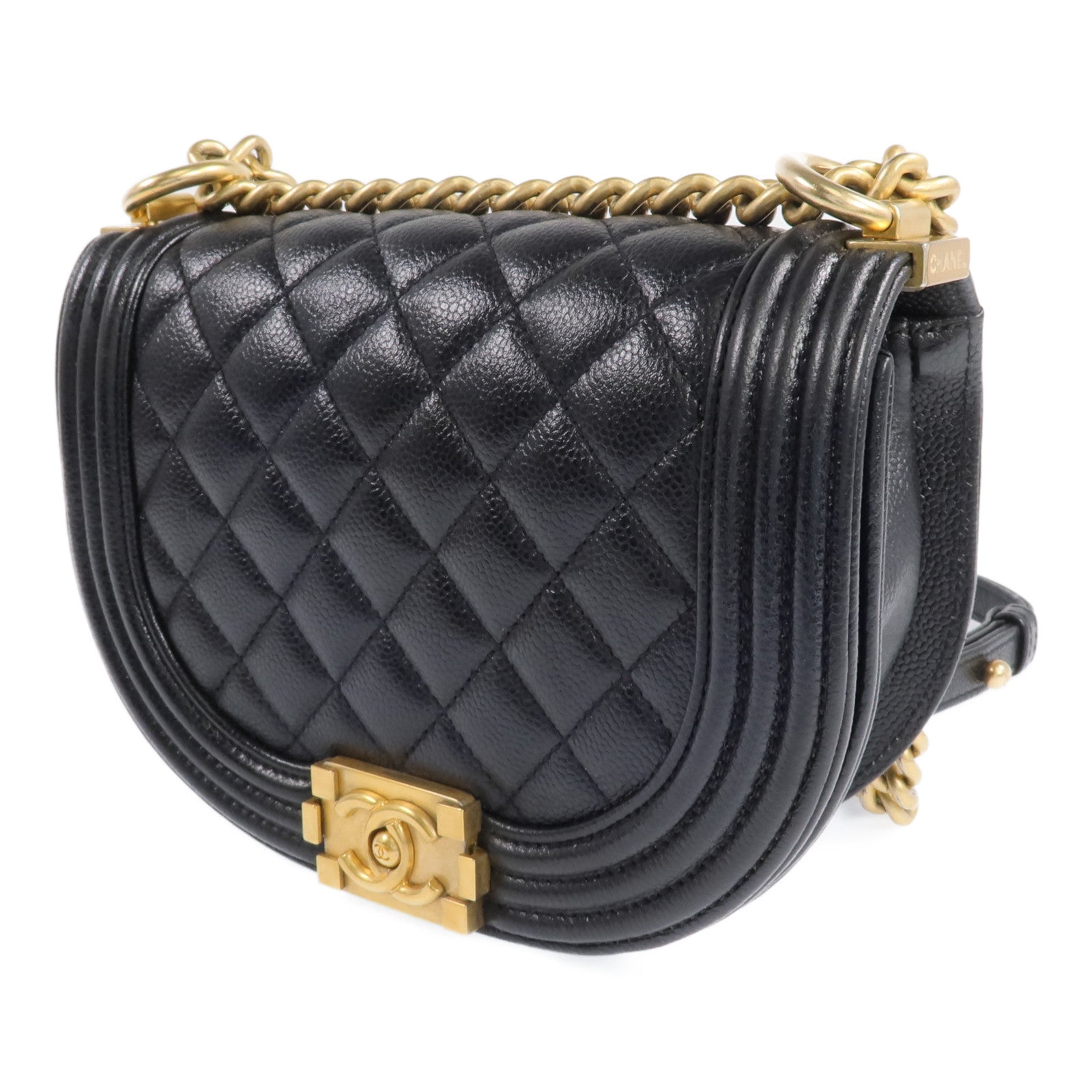 CHANEL 牛皮皮革Boy Chanel金扣鏈帶肩背袋