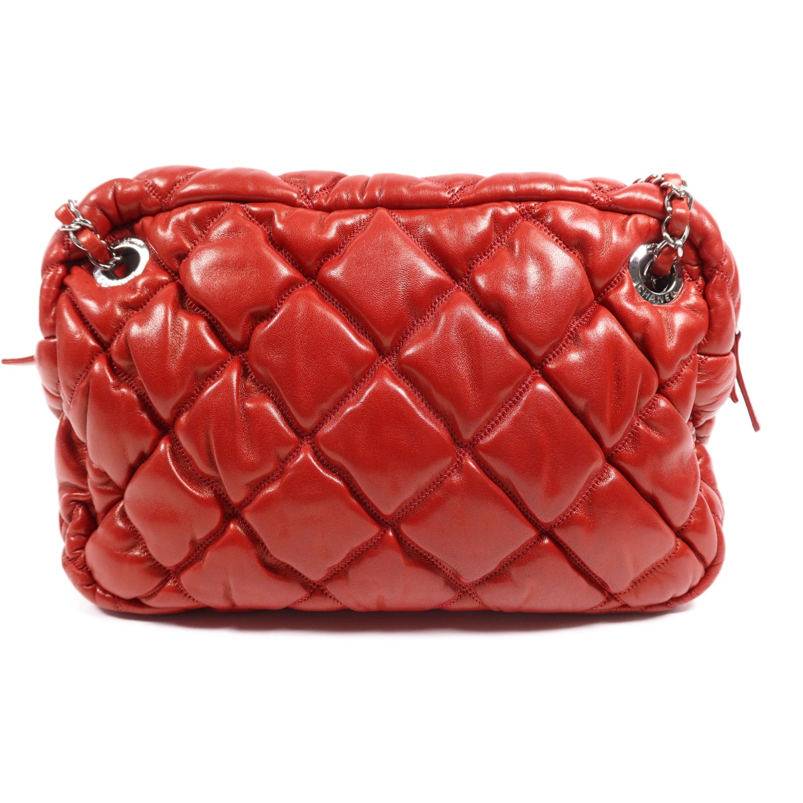 CHANEL 牛皮皮革Chain Shoulder Bag銀扣鏈帶肩背袋