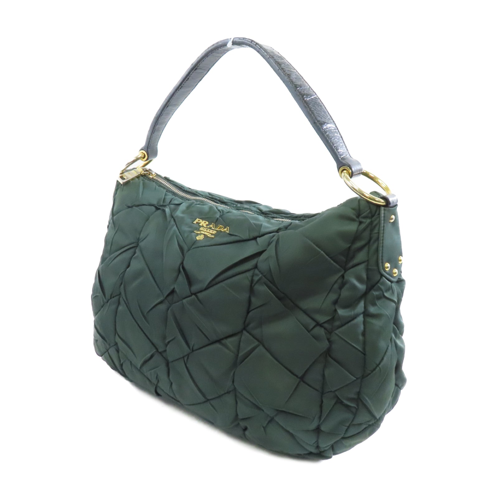 PRADA 尼龍Shoulder Bag金扣肩背袋綠色
