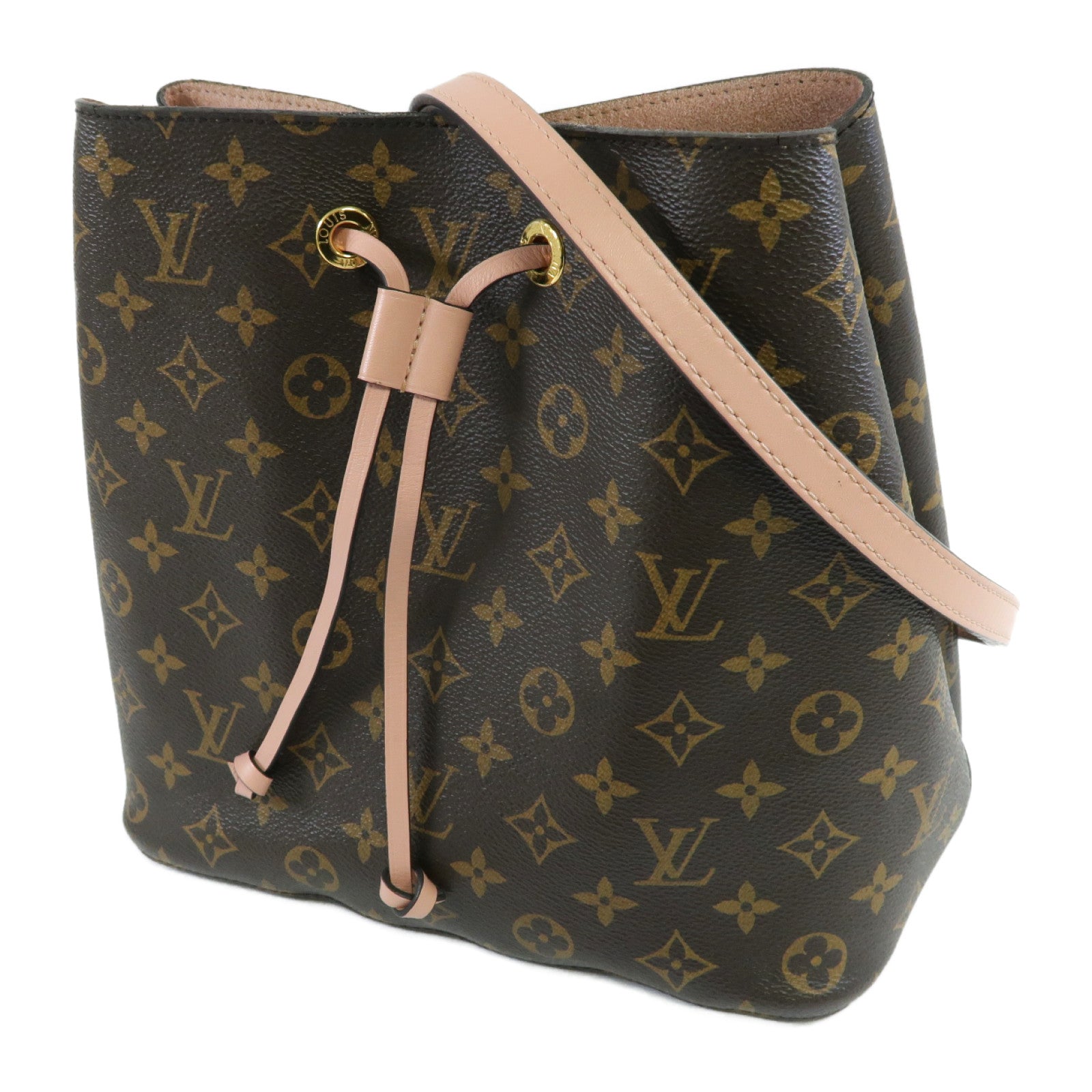 LOUIS VUITTON 【激減優惠】Monogram NeoNoe MM金扣肩背袋啡色/粉紅色