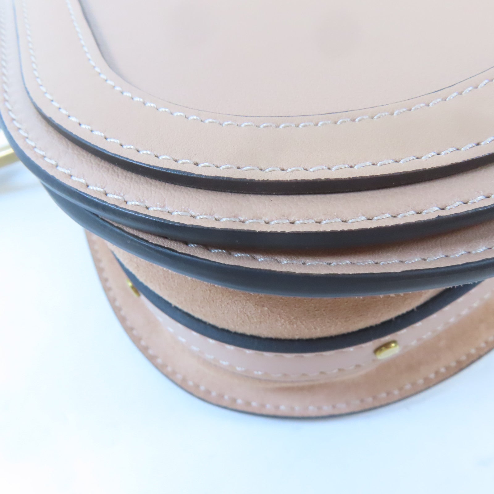 Chloe 牛皮皮革Nile Shoulder Bag金扣手挽肩背兩用袋淺褐色