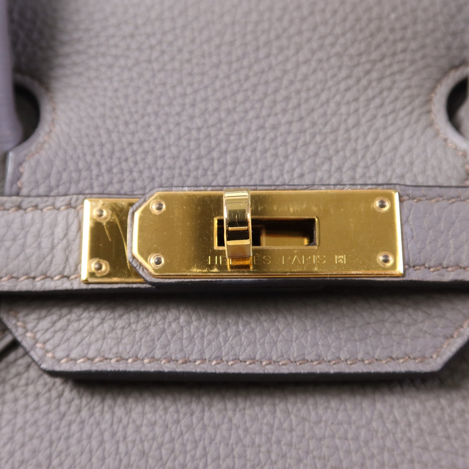 HERMES Togo皮革Birkin 30金扣手挽袋Etain