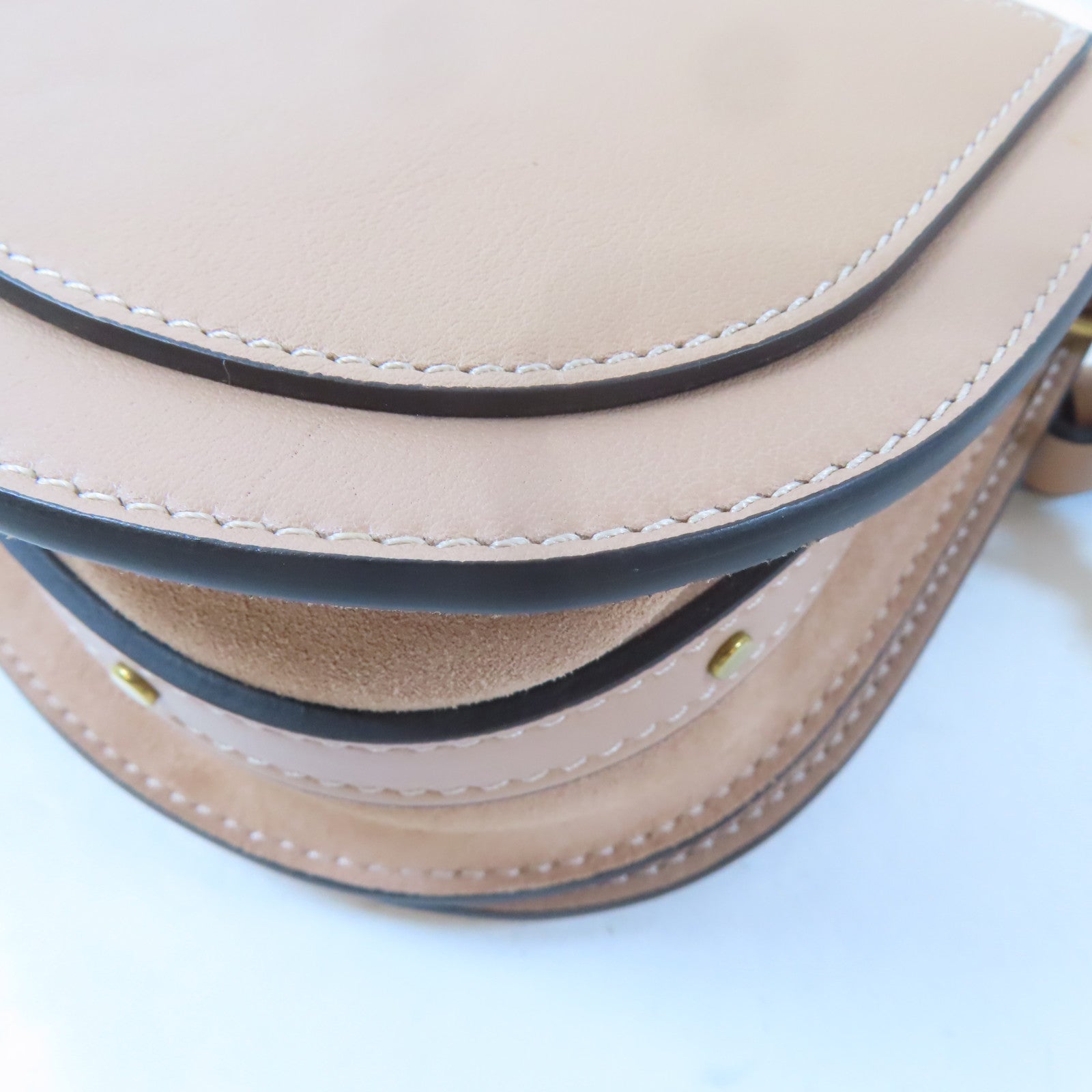 Chloe 牛皮皮革Nile Shoulder Bag金扣手挽肩背兩用袋淺褐色