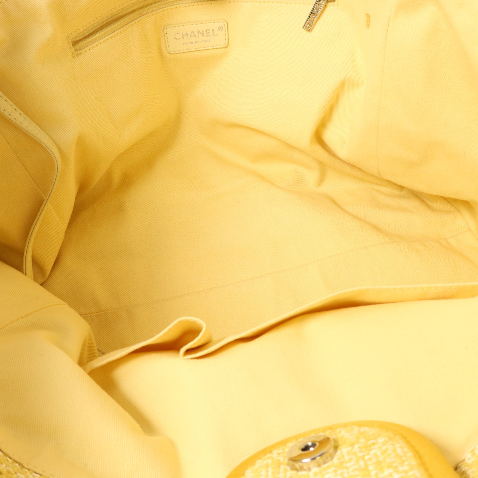 CHANEL 帆布Deauville Tote Bag銀扣手挽肩背兩用袋