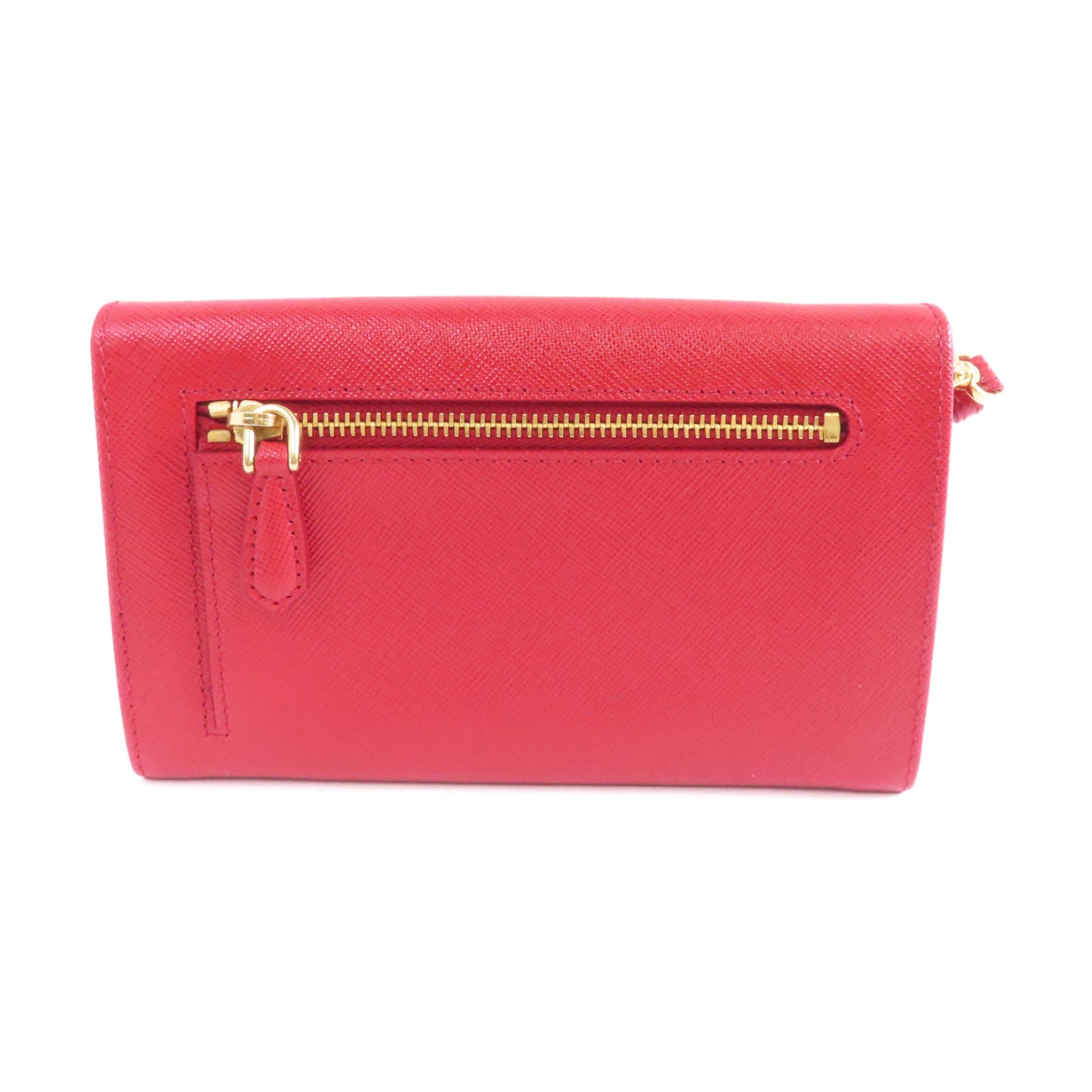 PRADA 牛皮皮革Wallet金扣錢包紅色