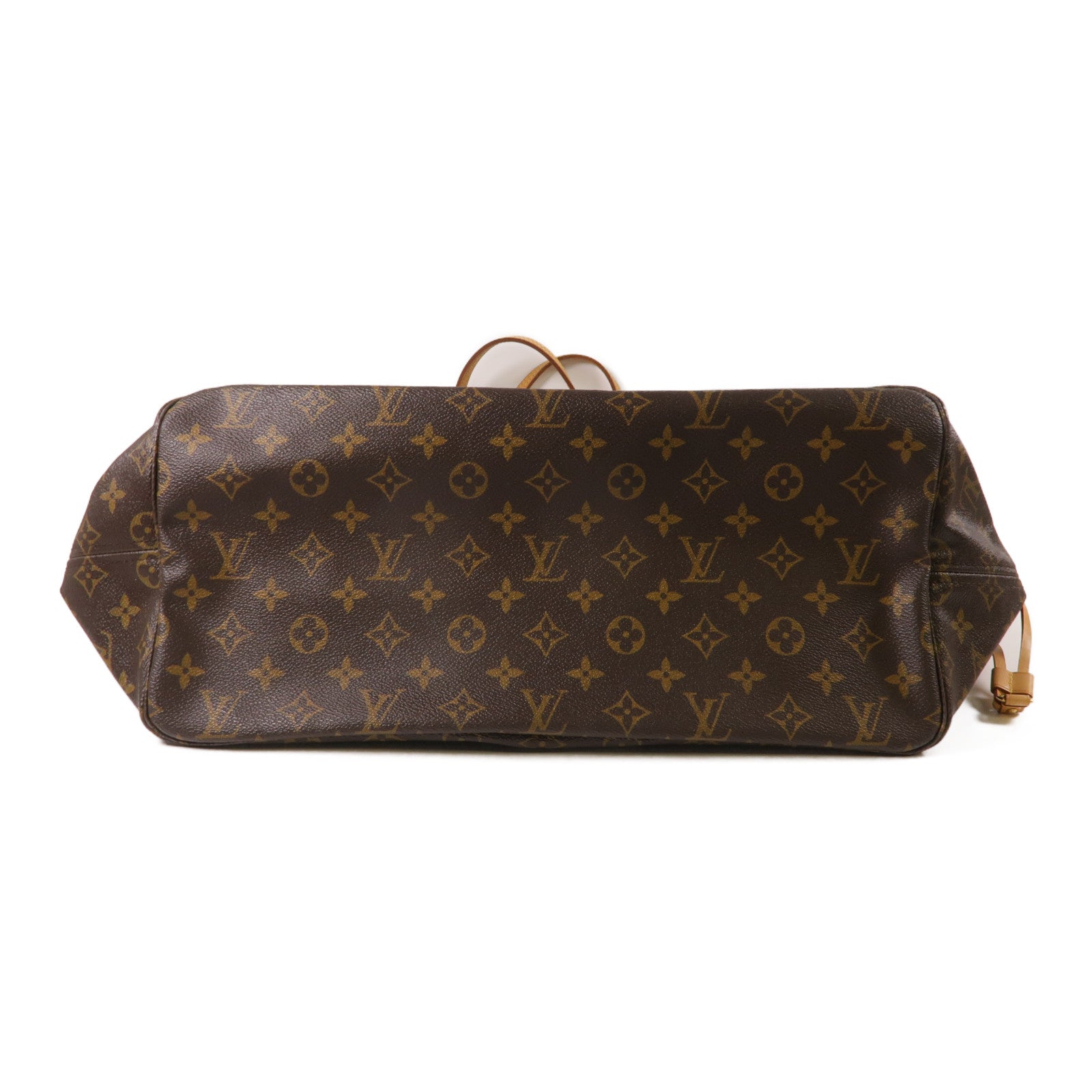 LOUIS VUITTON Monogram Neverfull GM金扣手挽袋棕色