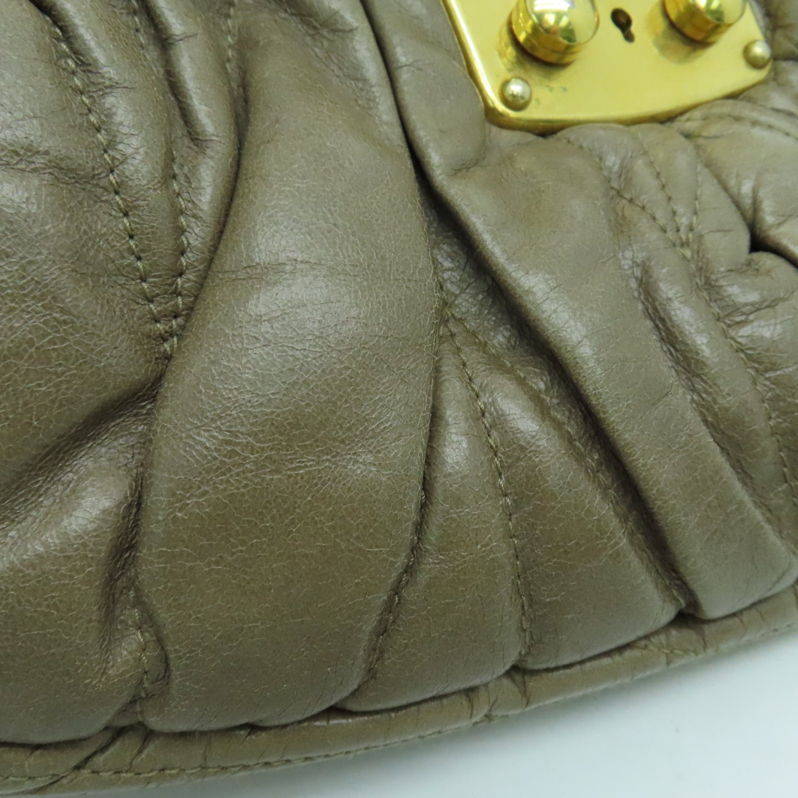 Miu Miu 牛皮皮革2way Shoulder Bag金扣手挽肩背两用袋啡色