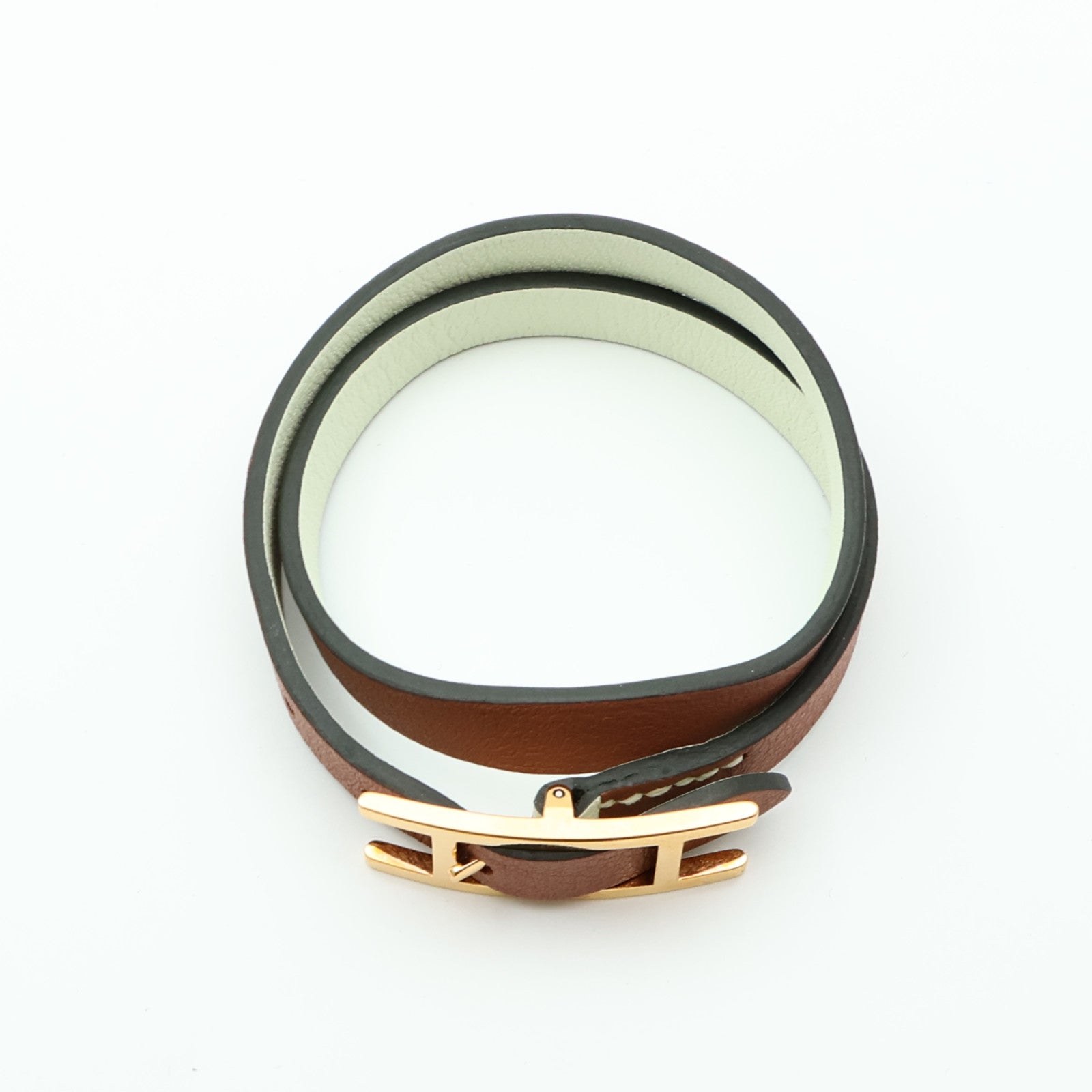 HERMES 【激減優惠】Swift皮革Behapi Double Tour Bracelet金扣手鏈