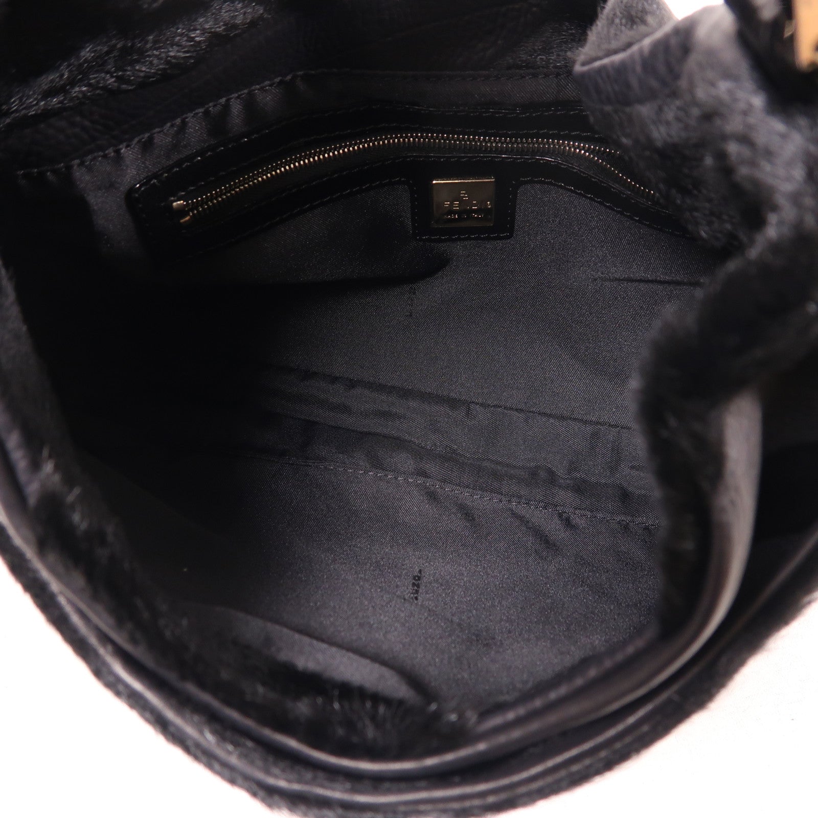 FENDI 【激減優惠】馬毛/牛皮皮革Baguette銀扣肩背袋