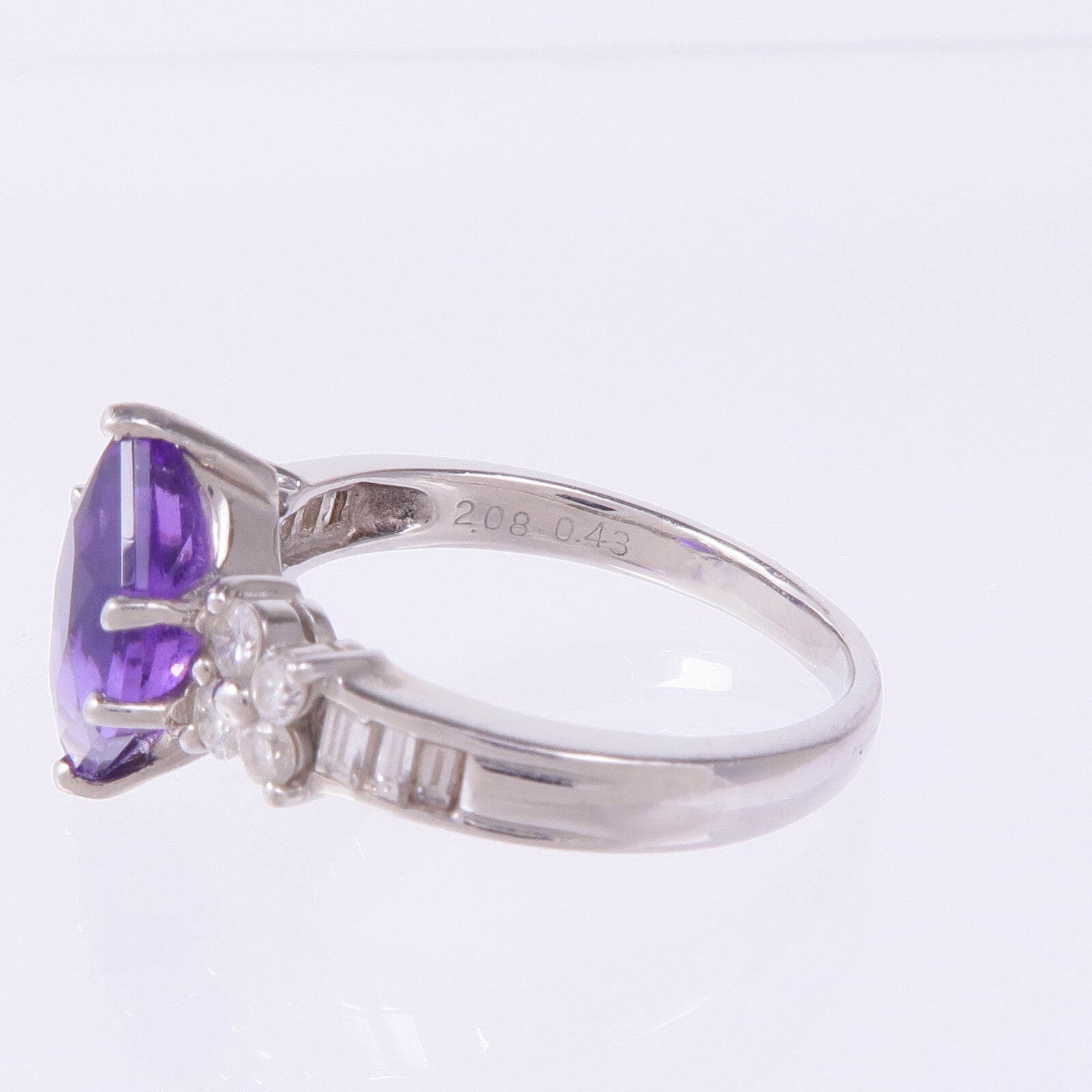 JEWELRY PT900鉑金Amethyst Diamond Ring戒指US#7.25